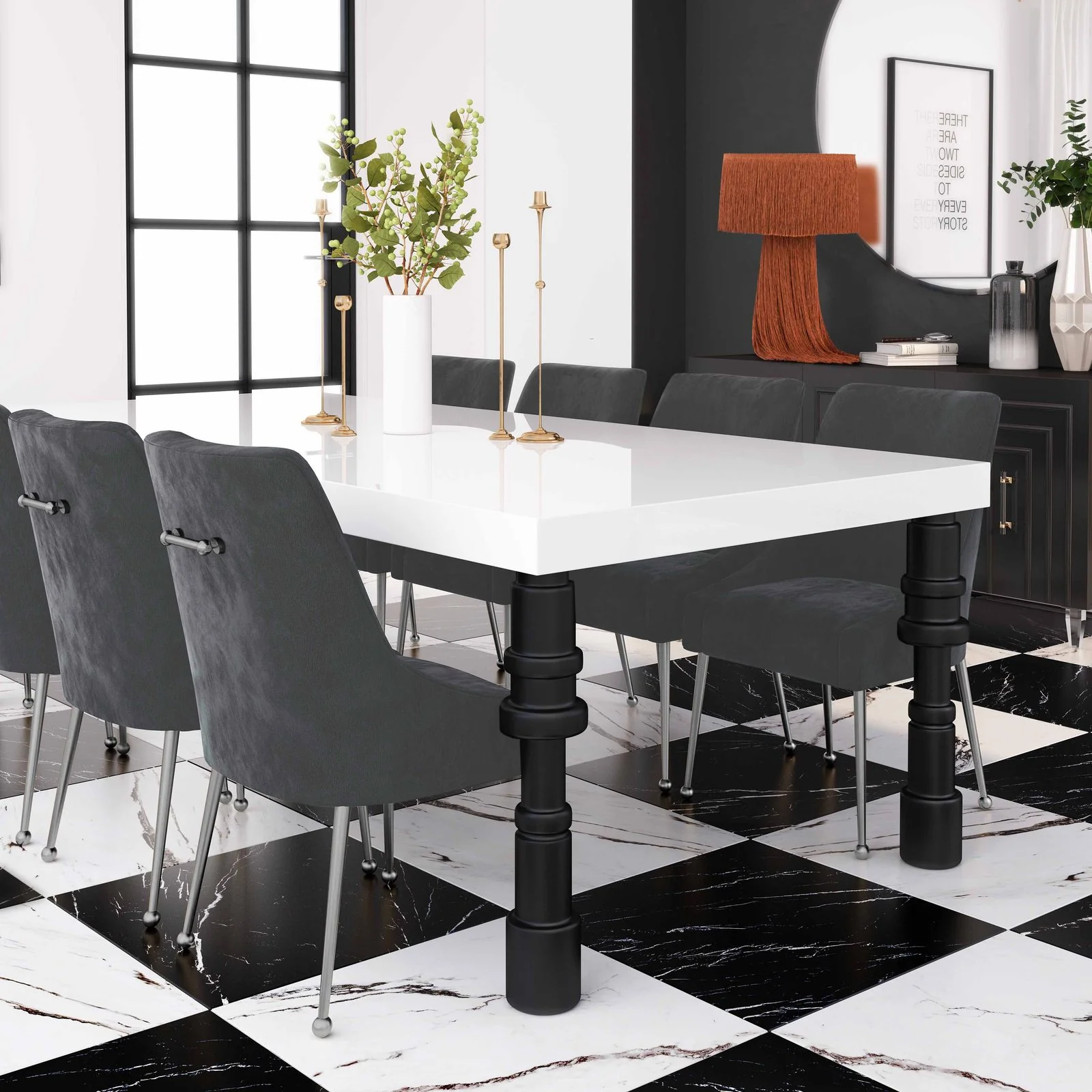 Beatrix Grey Velvet Side Chair with Silver Legs - Image 2