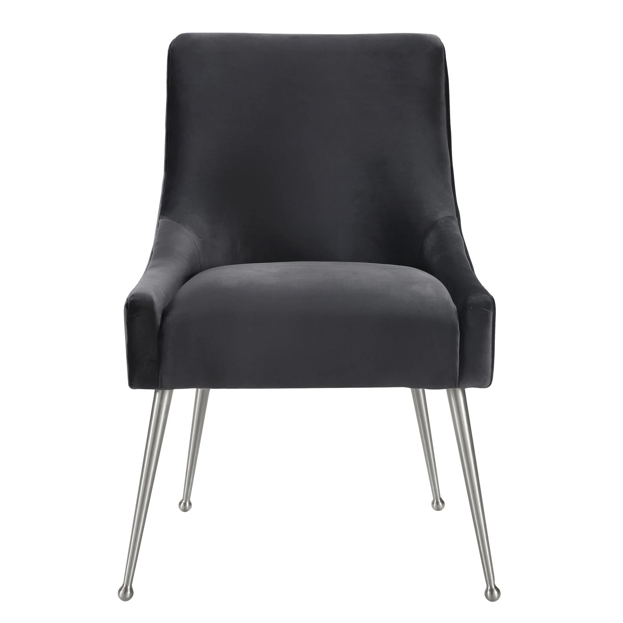 Beatrix Grey Velvet Side Chair with Silver Legs - Image 3