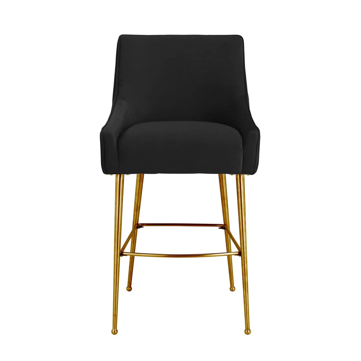 Beatrix Pleated Black Velvet Counter Stool - Image 3