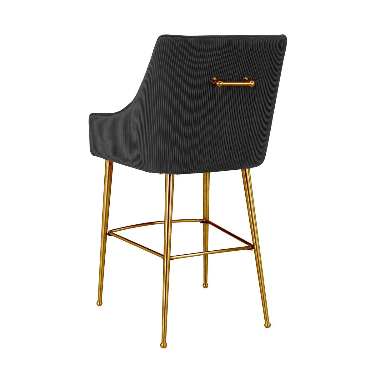 Beatrix Pleated Black Velvet Counter Stool - Image 4