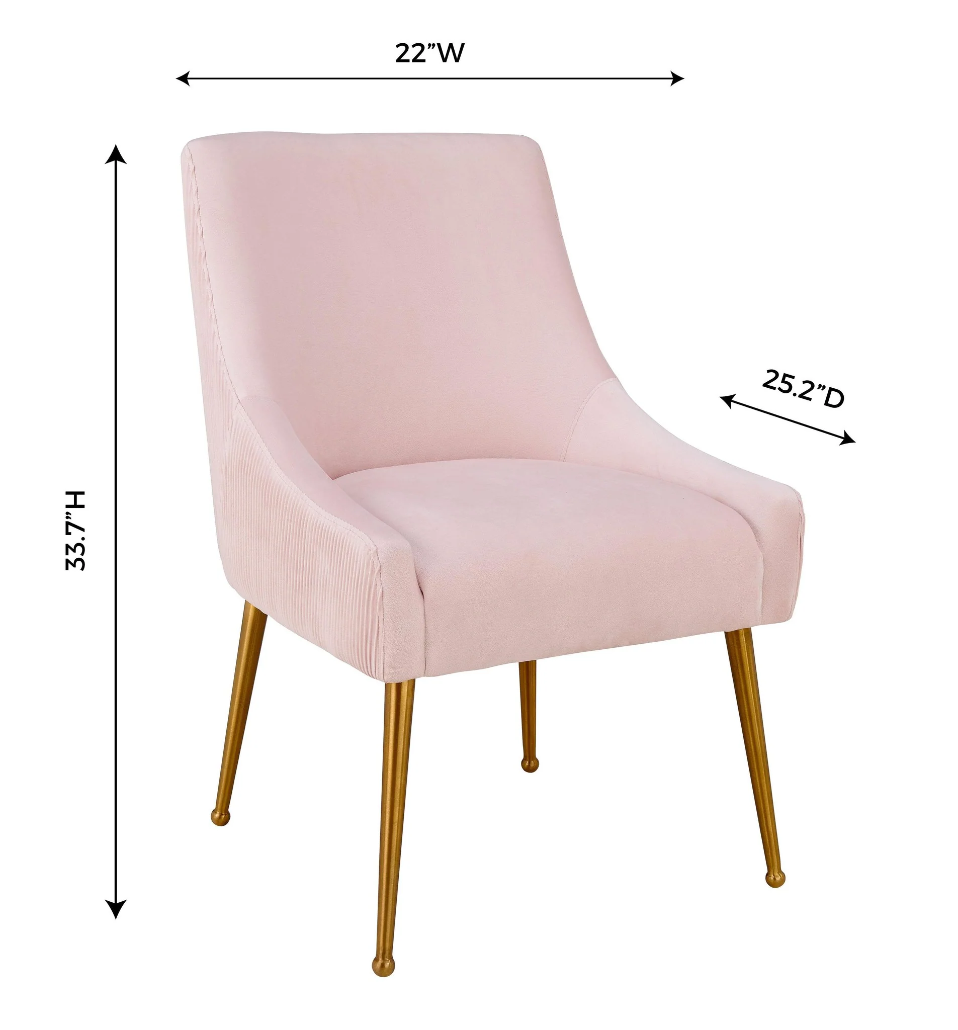 Beatrix Pleated Blush Velvet Side Chair - Image 8