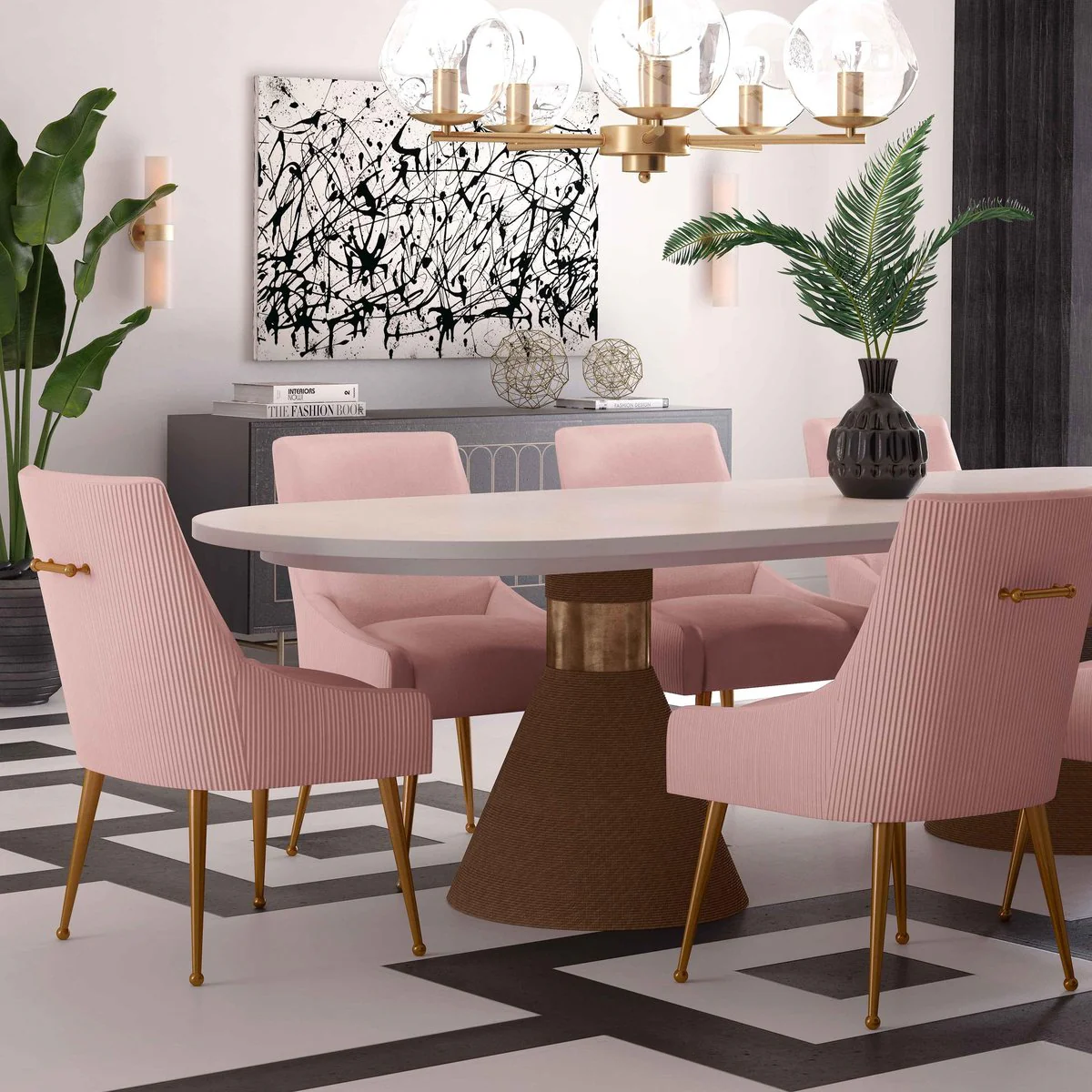 Beatrix Pleated Blush Velvet Side Chair - Image 9