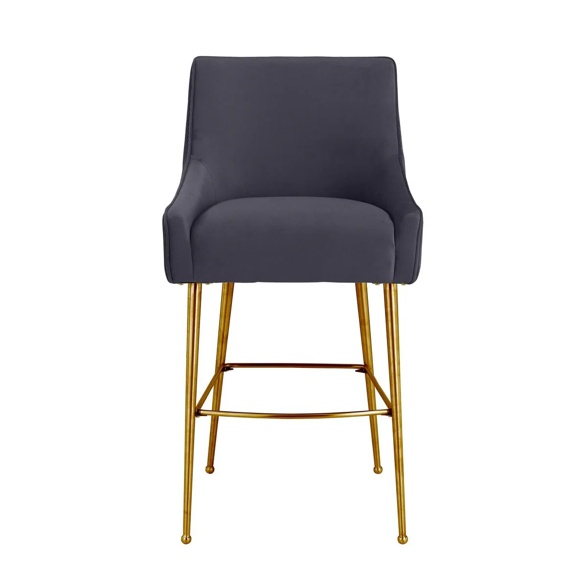 Beatrix Pleated Dark Grey Velvet Bar Stool - Image 3