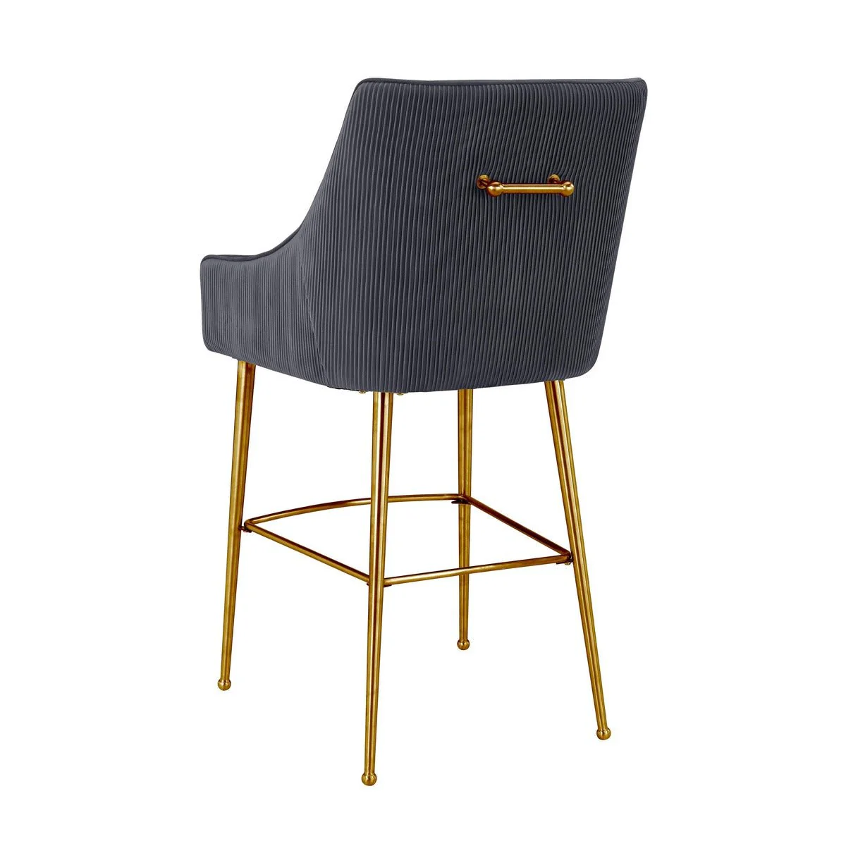 Beatrix Pleated Dark Grey Velvet Bar Stool - Image 4