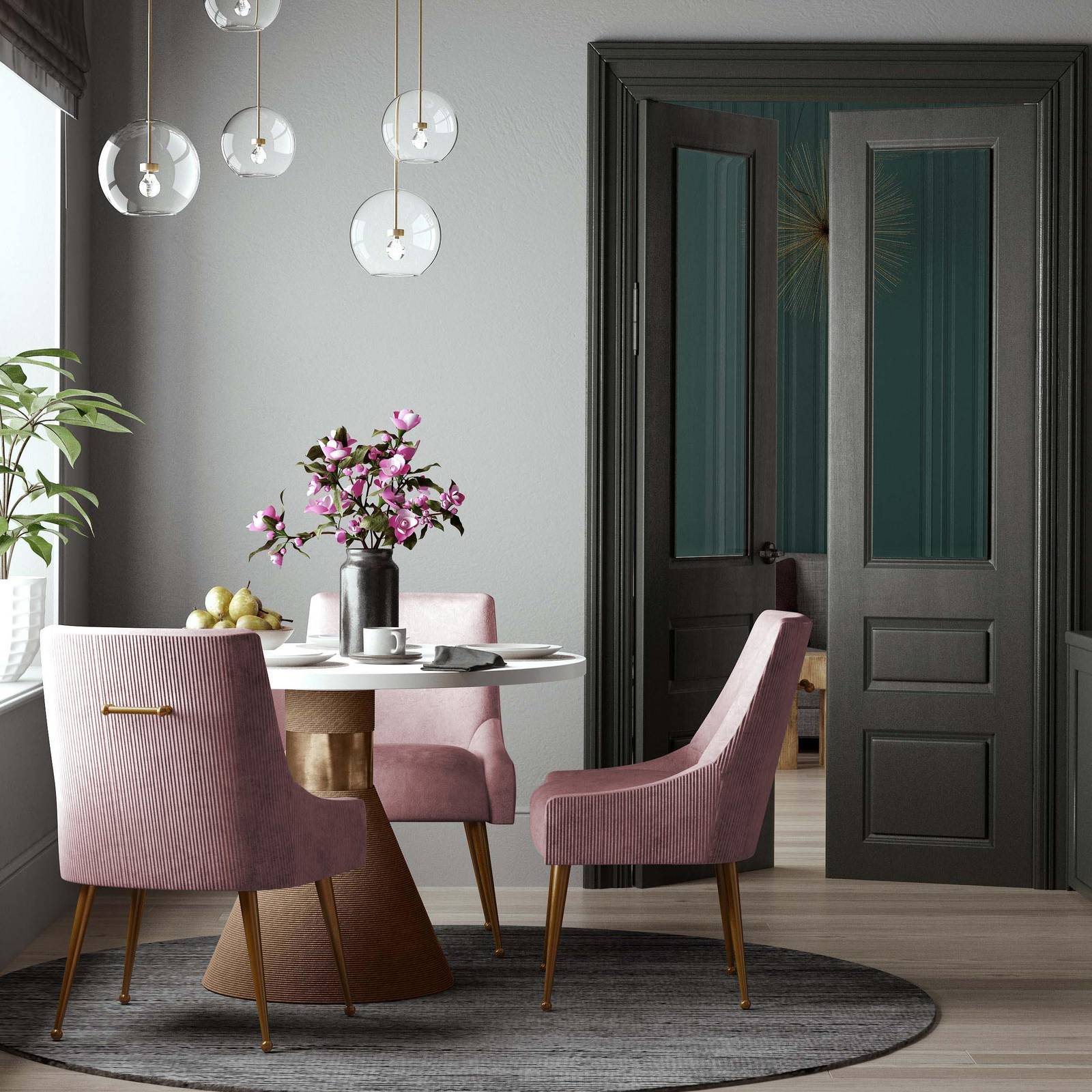 Beatrix Pleated Mauve Velvet Side Chair - Image 2