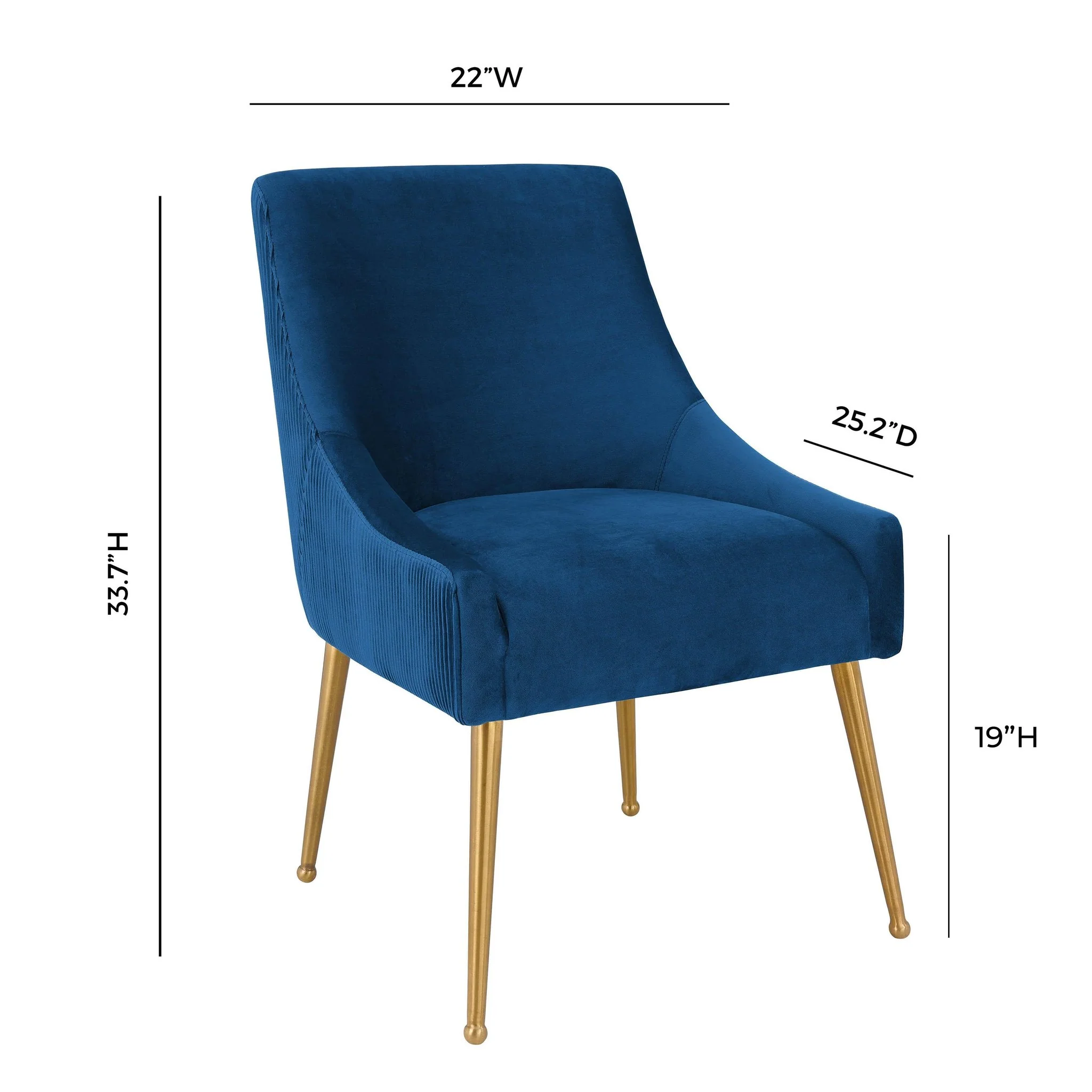 Beatrix Pleated Navy Velvet Side Chair - Image 8