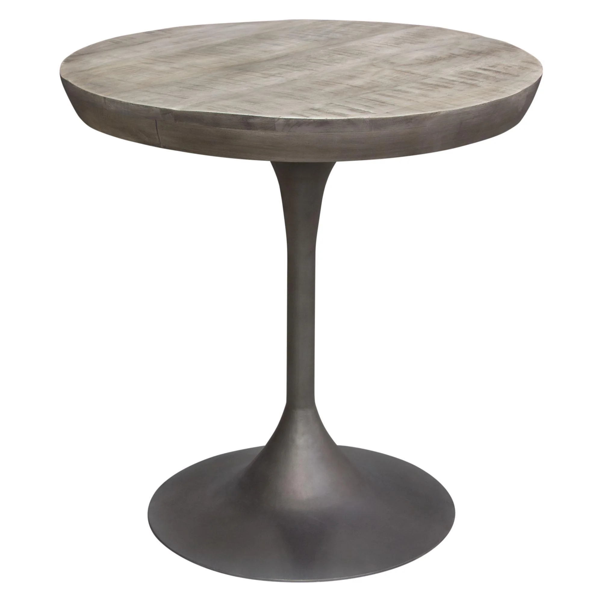 Beckham 30" Round Dining Table w/ Solid Mango Wood Top in Grey Finish w/ Gun Metal Base by Diamond Sofa - Image 3