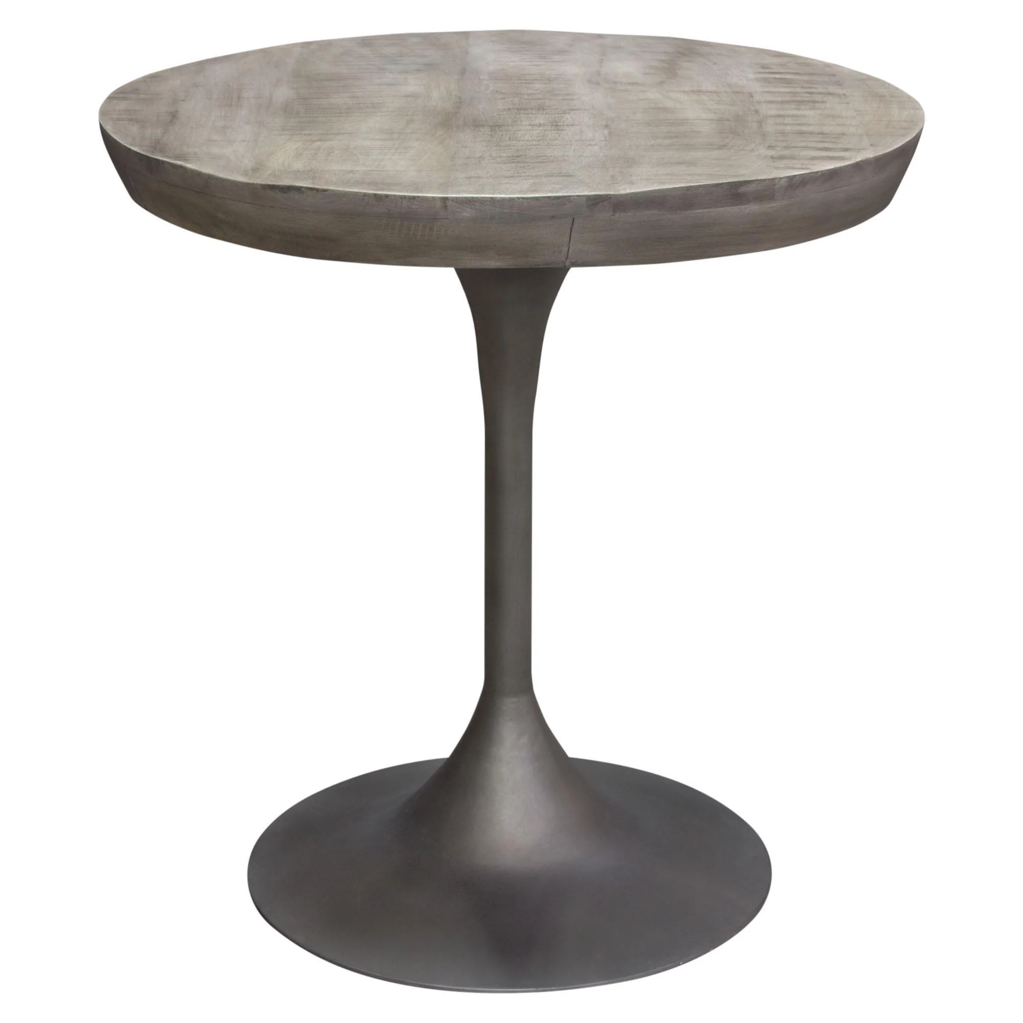 Beckham 30" Round Dining Table w/ Solid Mango Wood Top in Grey Finish w/ Gun Metal Base by Diamond Sofa - Image 4