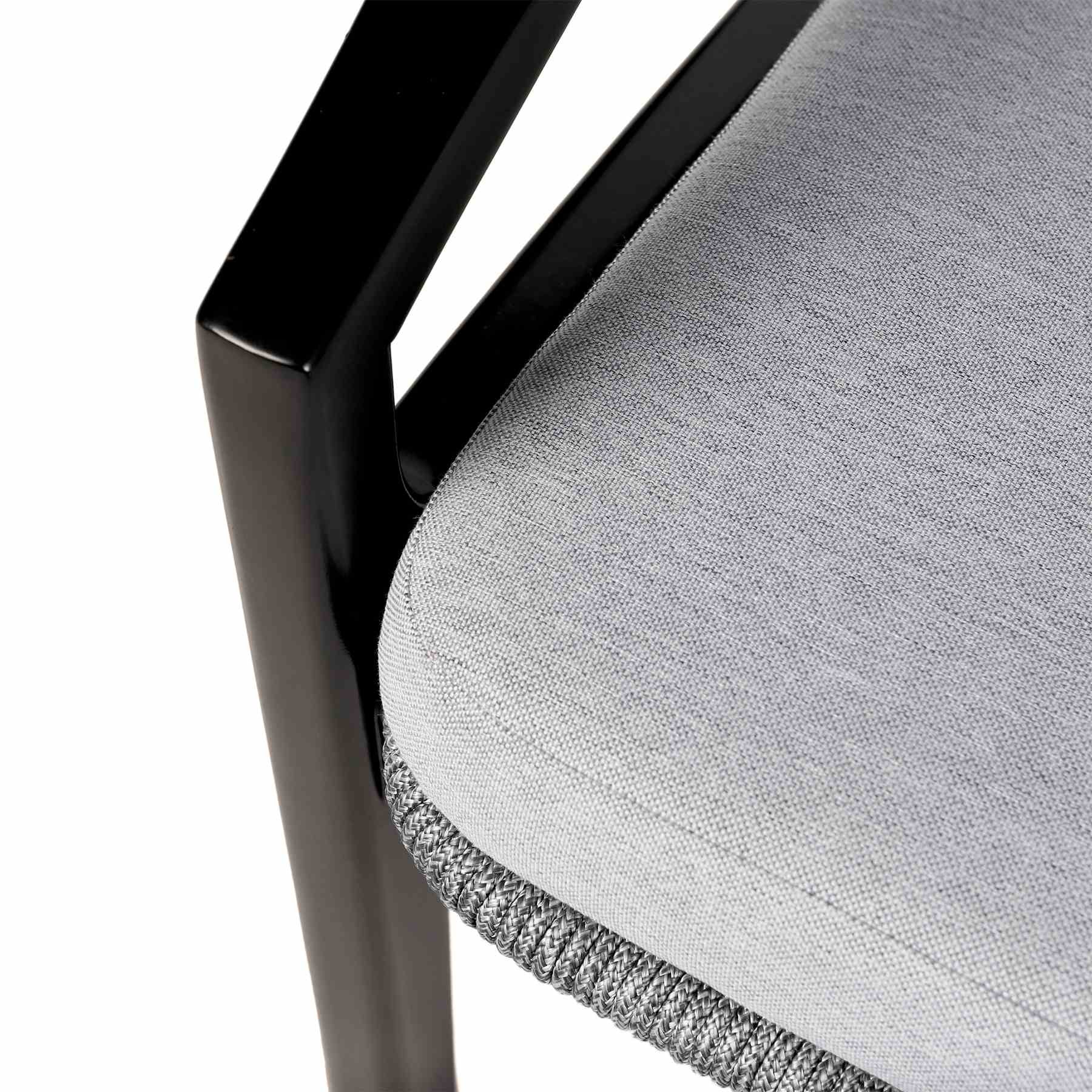 Beckham Outdoor Chair in Dark Eucalyptus Wood and Gray Rope with White Cushions - Image 4