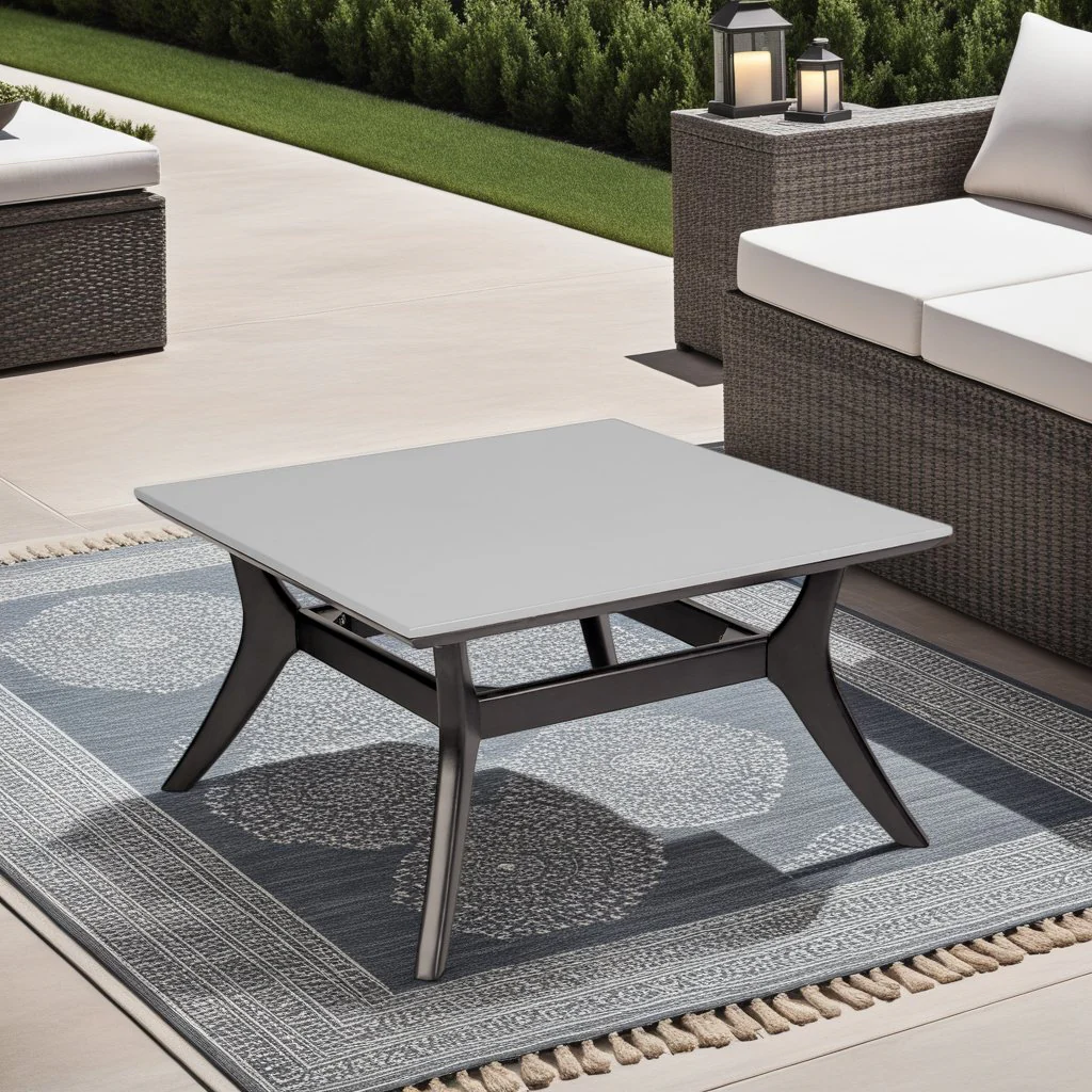 Beckham Outdoor Coffee Table in Dark Eucalyptus Wood and Super Stone - Image 8