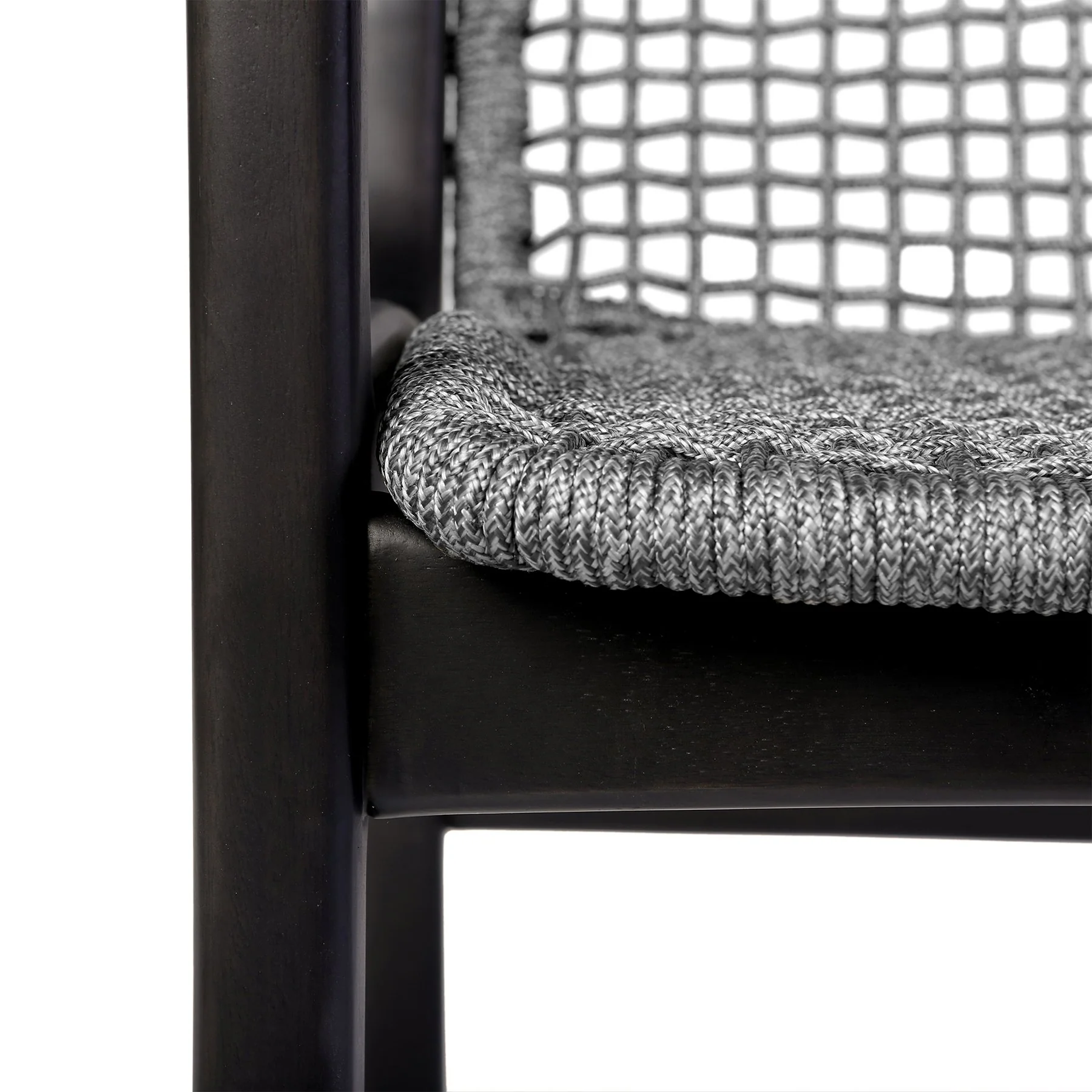 Beckham Outdoor Patio Dining Chair in Dark Eucalyptus Wood and Gray Rope - Image 8