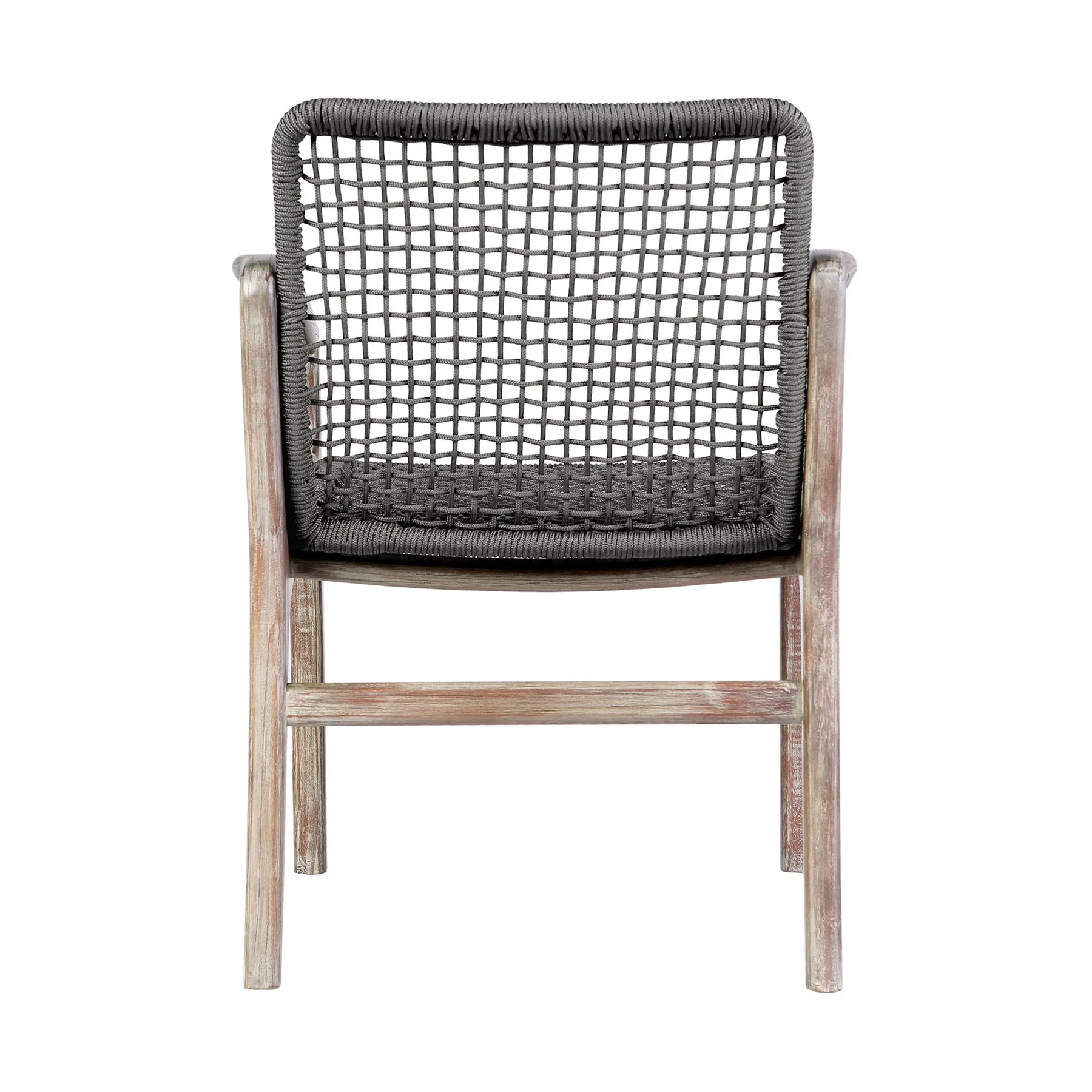 Beckham Outdoor Patio Dining Chair in Light Eucalyptus Wood and Charcoal Rope - Image 5