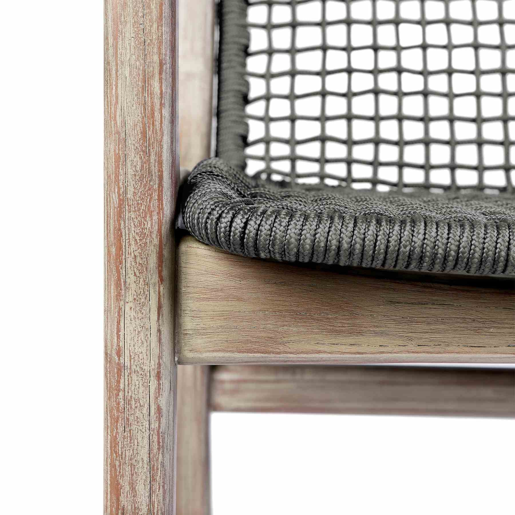Beckham Outdoor Patio Dining Chair in Light Eucalyptus Wood and Charcoal Rope - Image 8