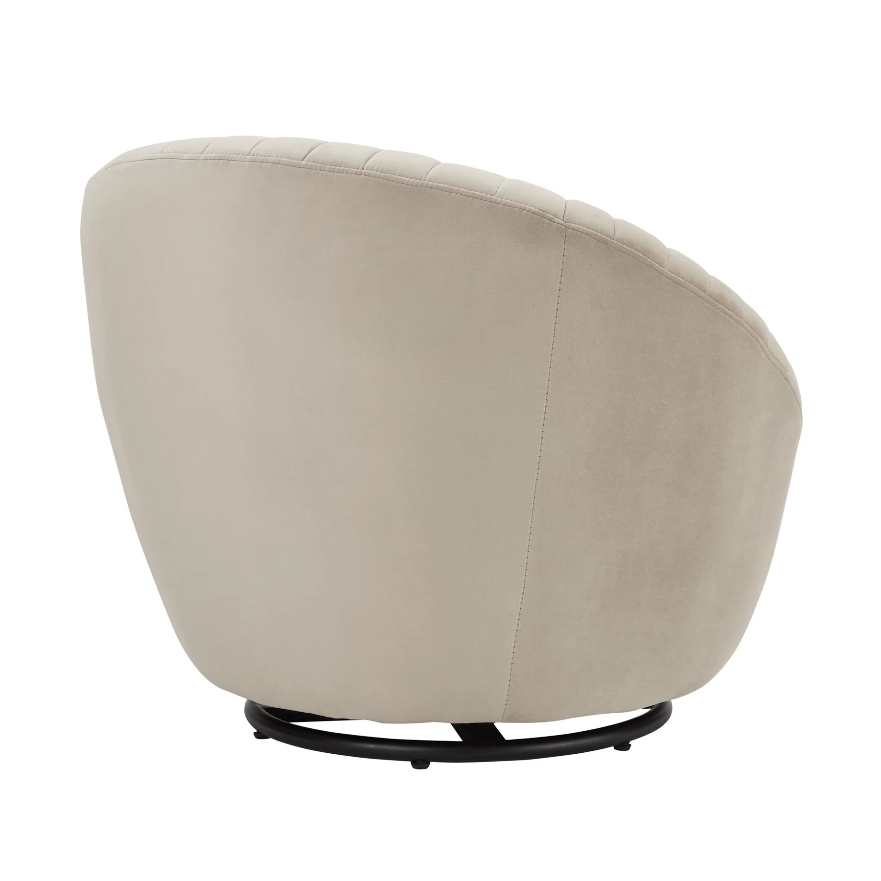 Bella Beige Velvet Swivel Accent Chair with Black Base - Image 3
