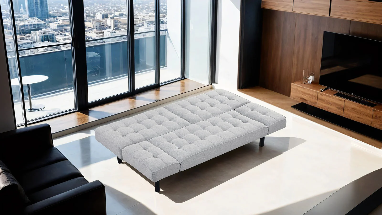 Bellevue Futon Sofa, Light Gray - Image 3