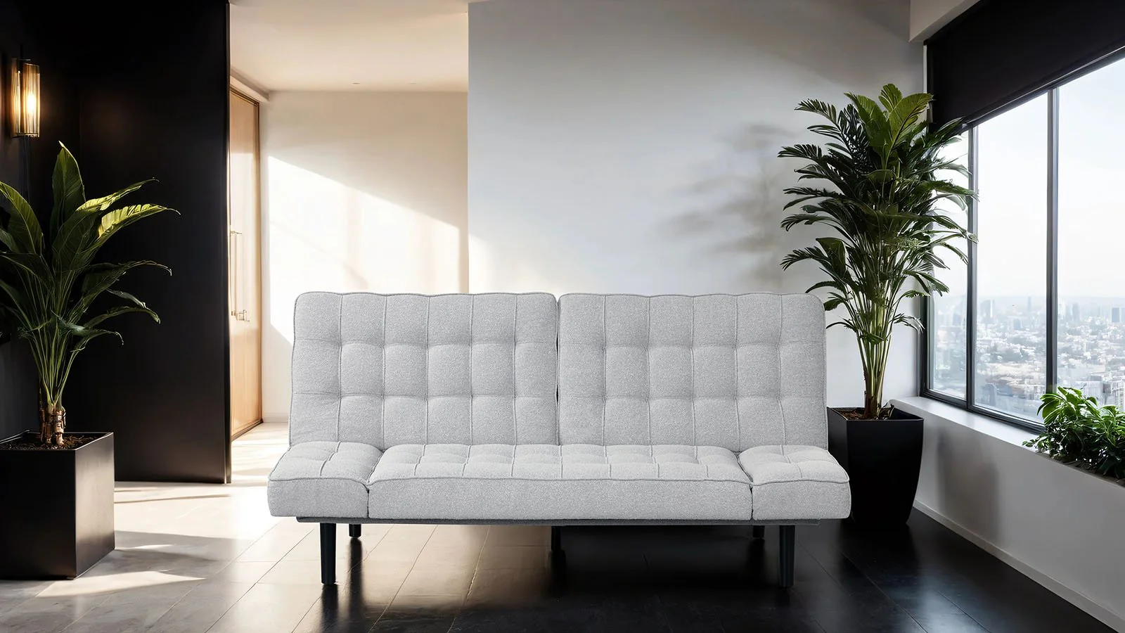 Bellevue Futon Sofa, Light Gray - Image 4