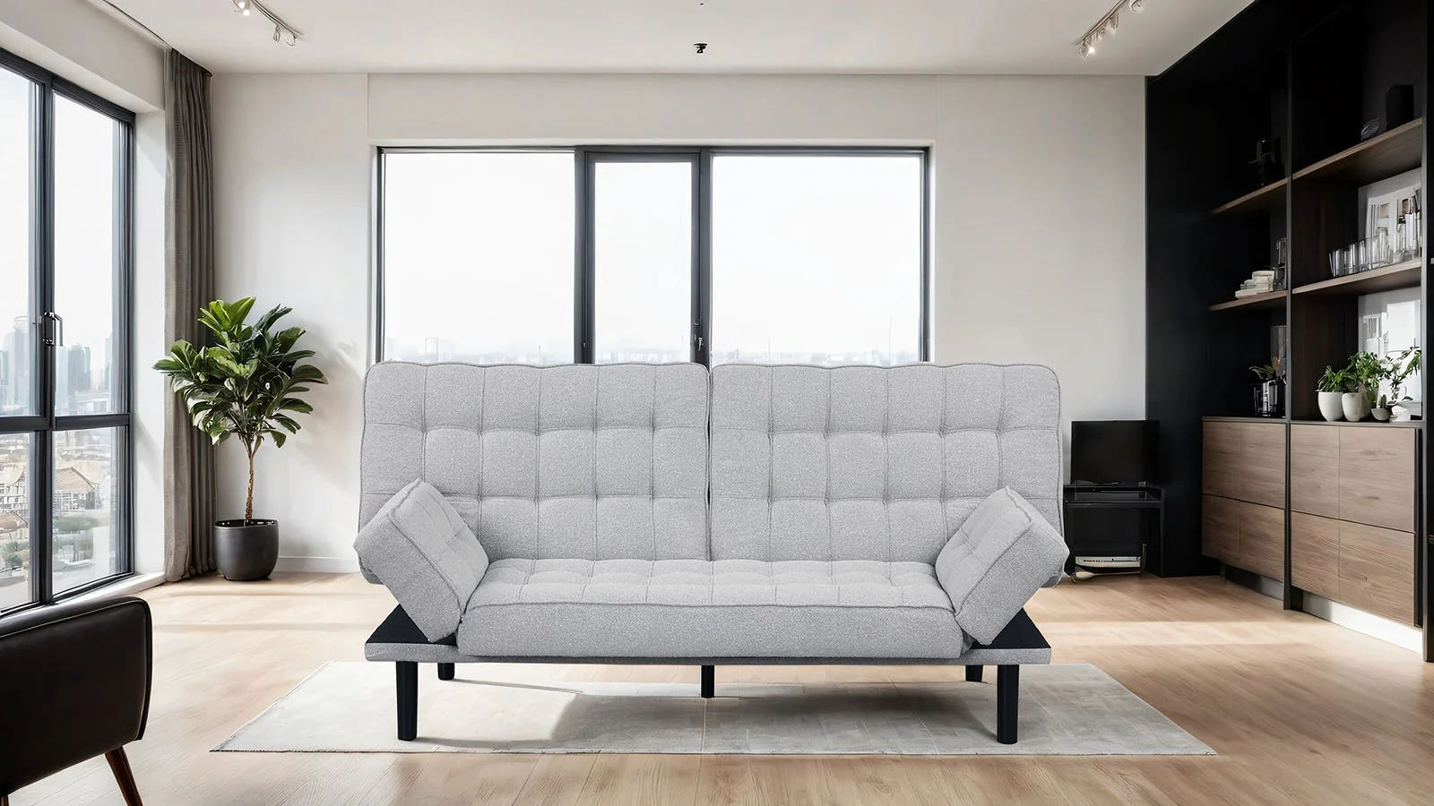 Bellevue Futon Sofa, Light Gray - Image 5