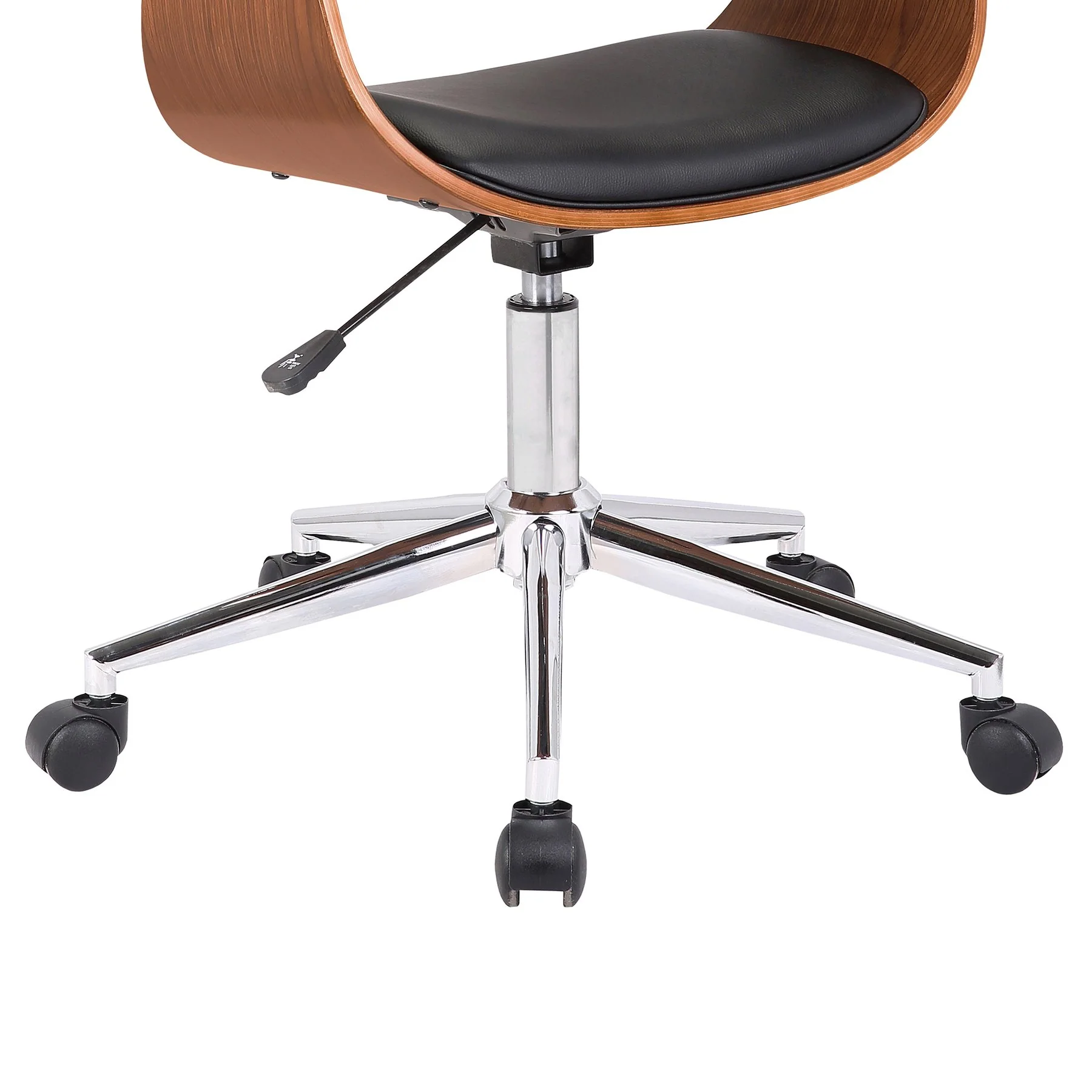 Bellevue Mid-Century Office Chair in Chrome Finish with Black Faux Leather and Walnut Veneer - Image 6