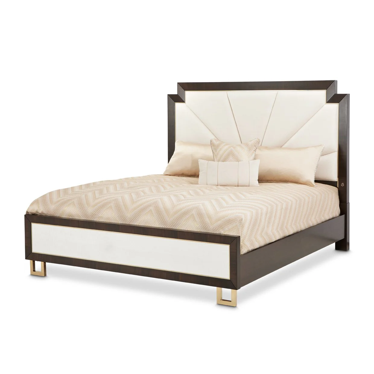 Belmont Place Eastern King Upholstered Bed - Cream/Espresso - Image 10
