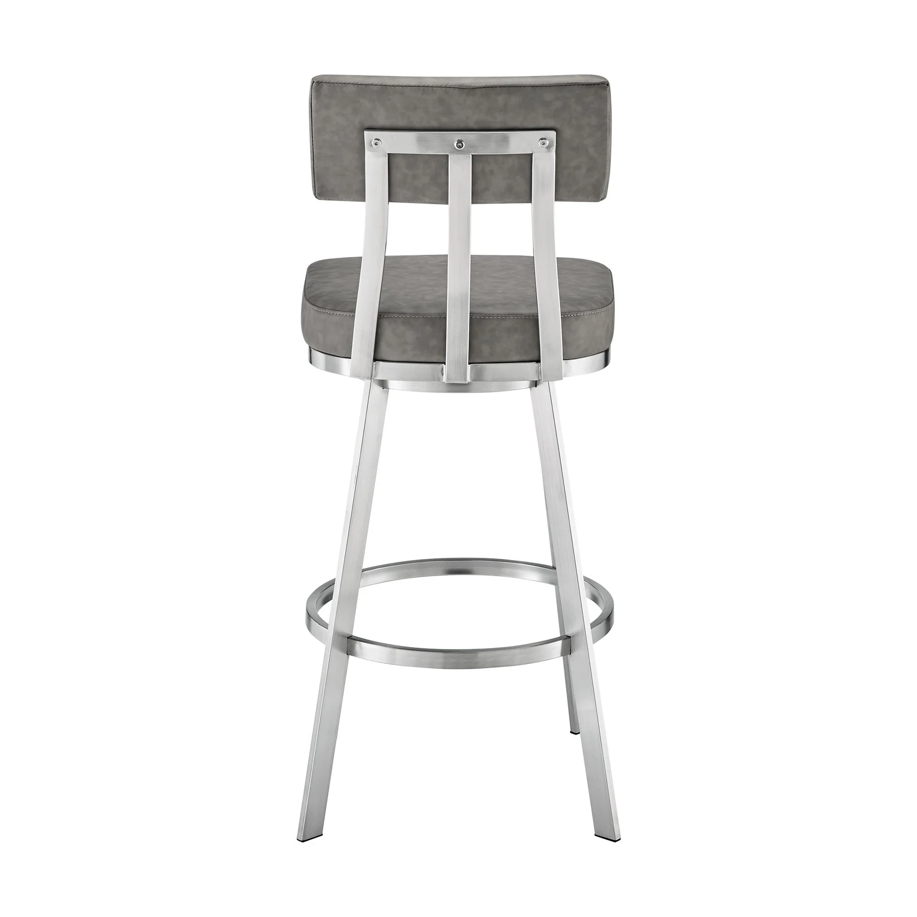 Benjamin 26" Swivel Counter Stool in Brushed Stainless Steel with Gray Faux Leather - Image 4