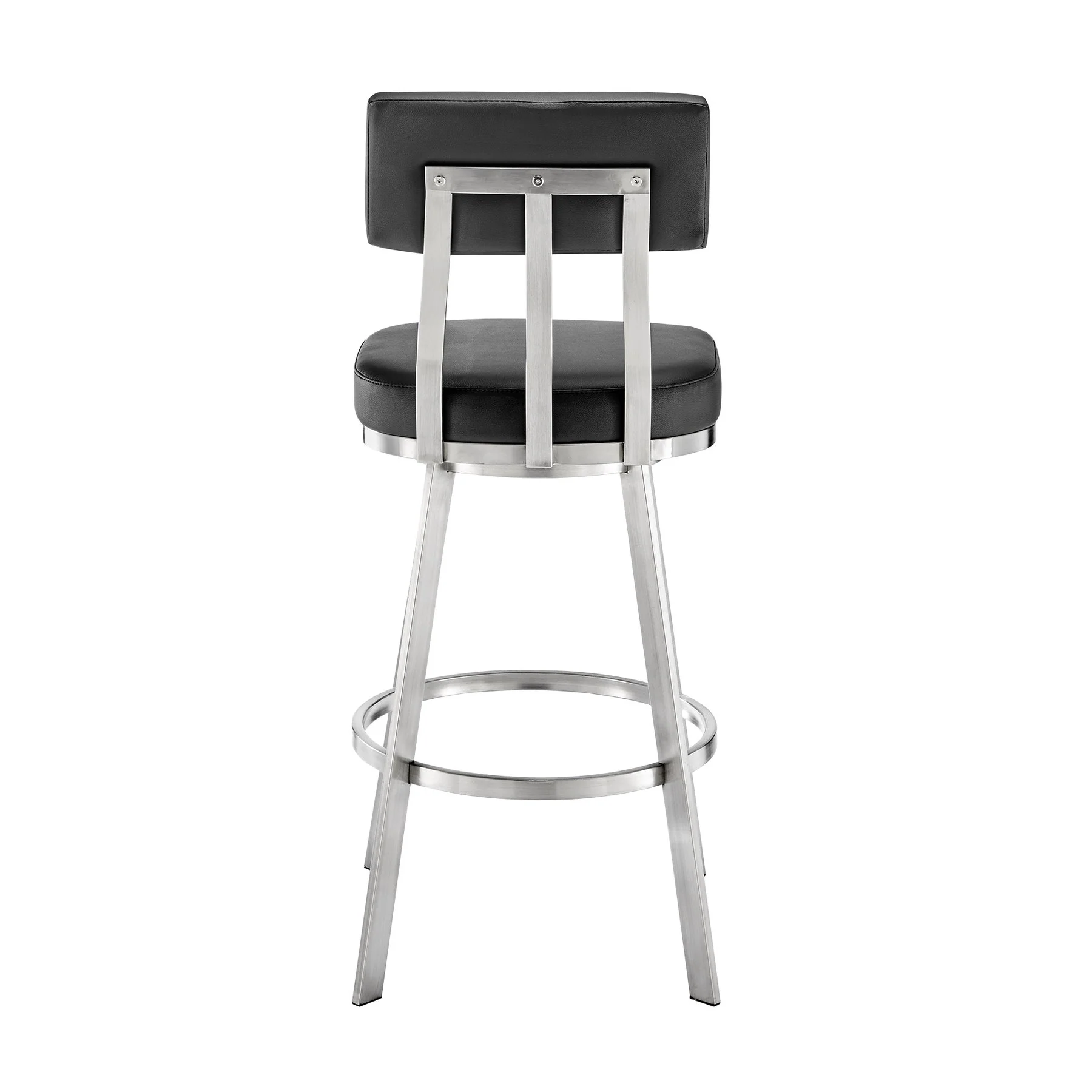 Benjamin 30" Swivel Bar Stool in Brushed Stainless Steel with Black Faux Leather - Image 4