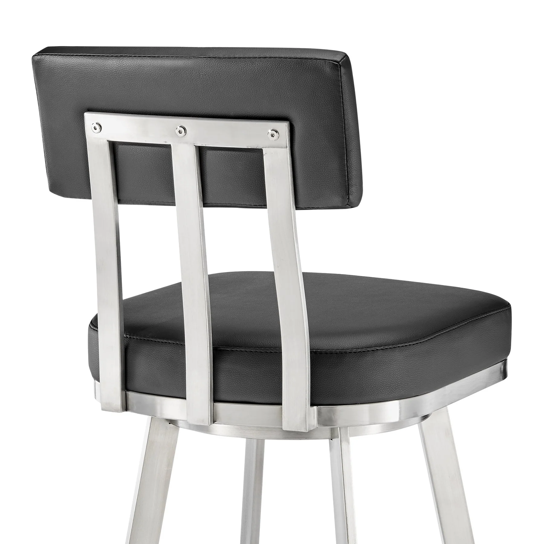 Benjamin 30" Swivel Bar Stool in Brushed Stainless Steel with Black Faux Leather - Image 7