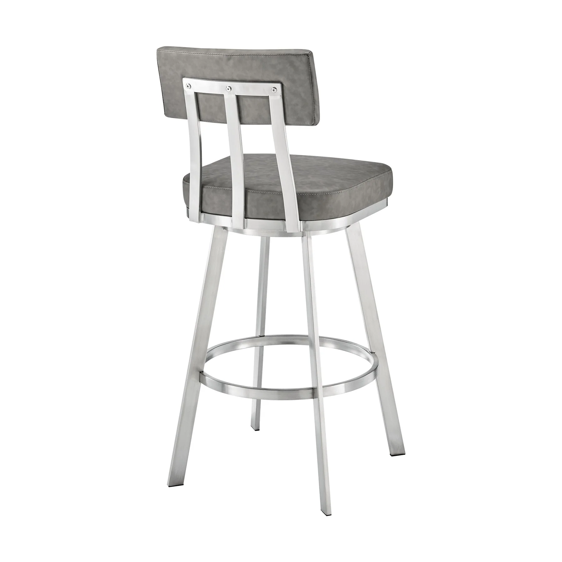 Benjamin 30" Swivel Bar Stool in Brushed Stainless Steel with Gray Faux Leather - Image 5