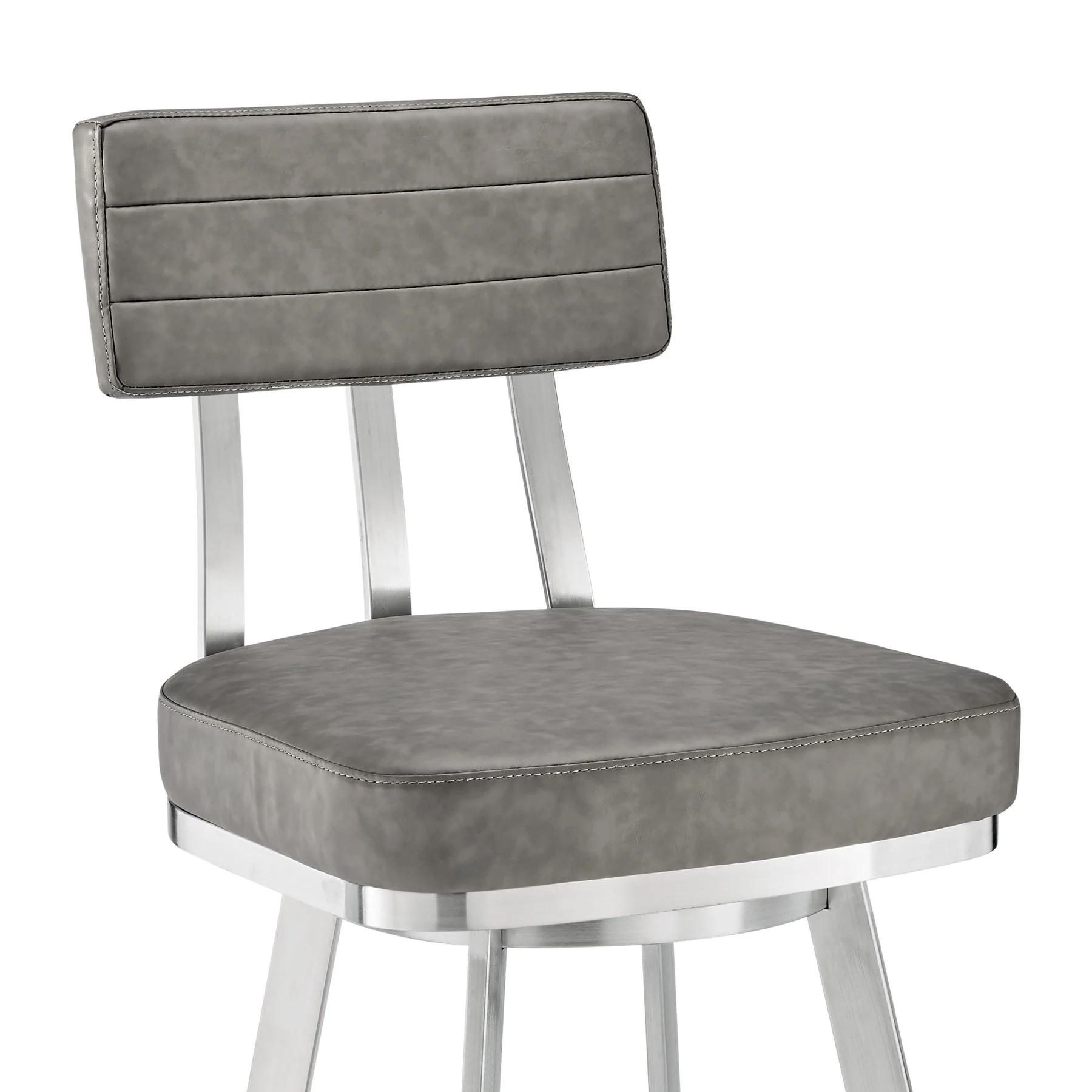 Benjamin 30" Swivel Bar Stool in Brushed Stainless Steel with Gray Faux Leather - Image 6