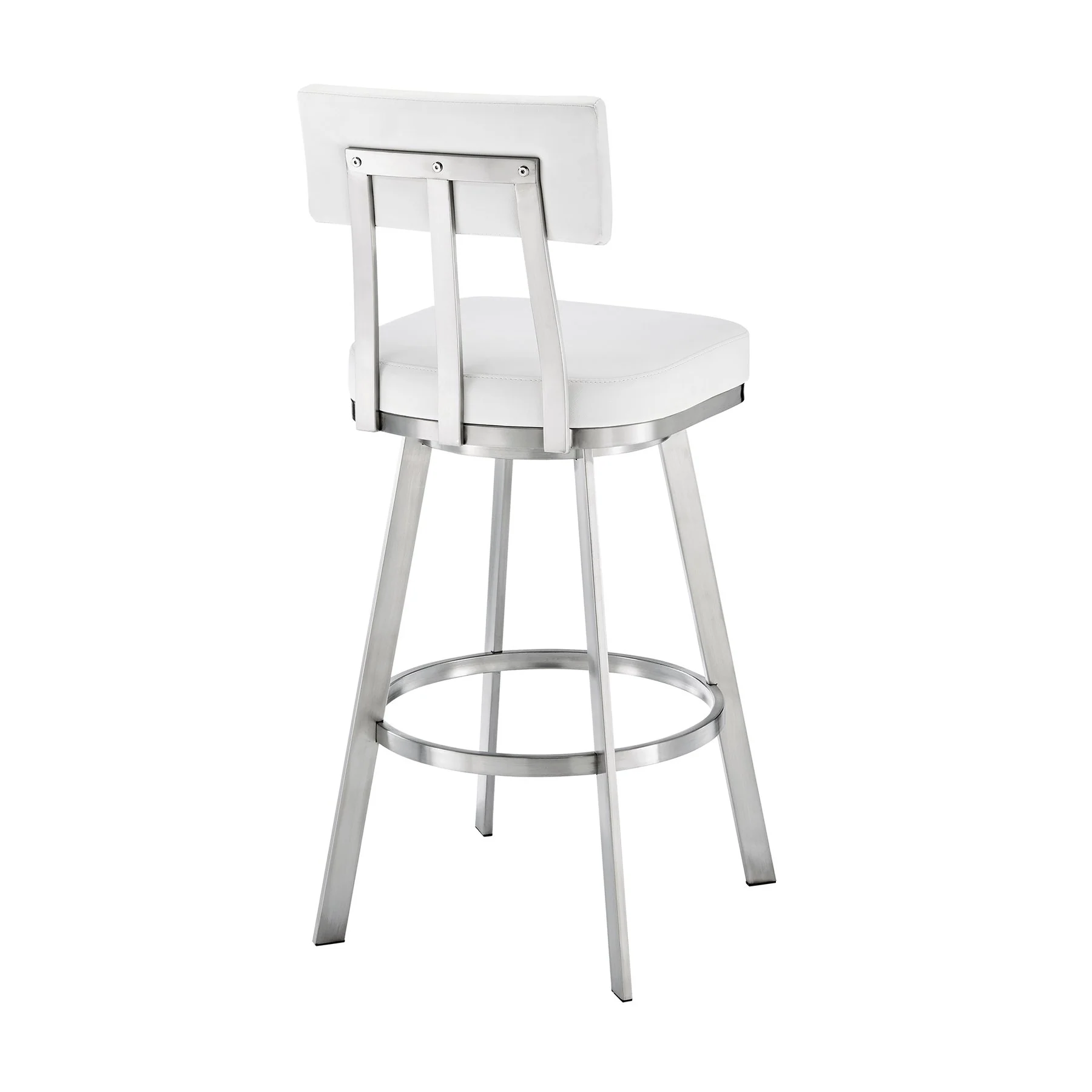 Benjamin 30" Swivel Bar Stool in Brushed Stainless Steel with White Faux Leather - Image 5