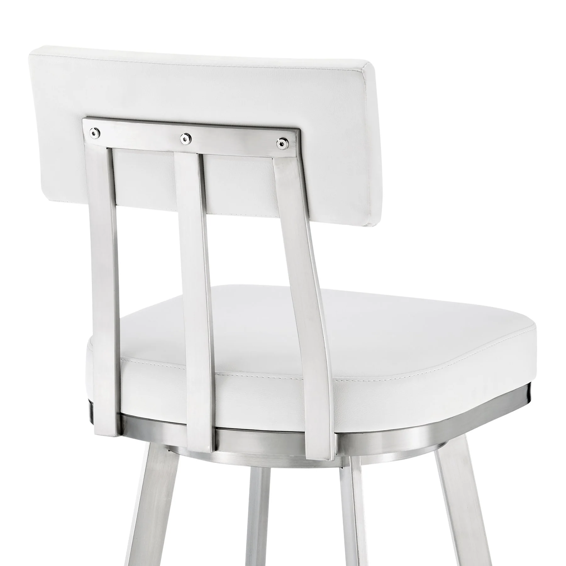 Benjamin 30" Swivel Bar Stool in Brushed Stainless Steel with White Faux Leather - Image 7