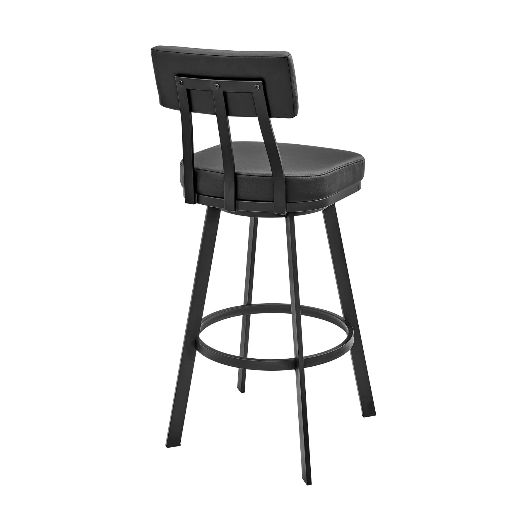 Benjamin Swivel Bar Stool in Black Metal with Black Faux Leather - Image 5