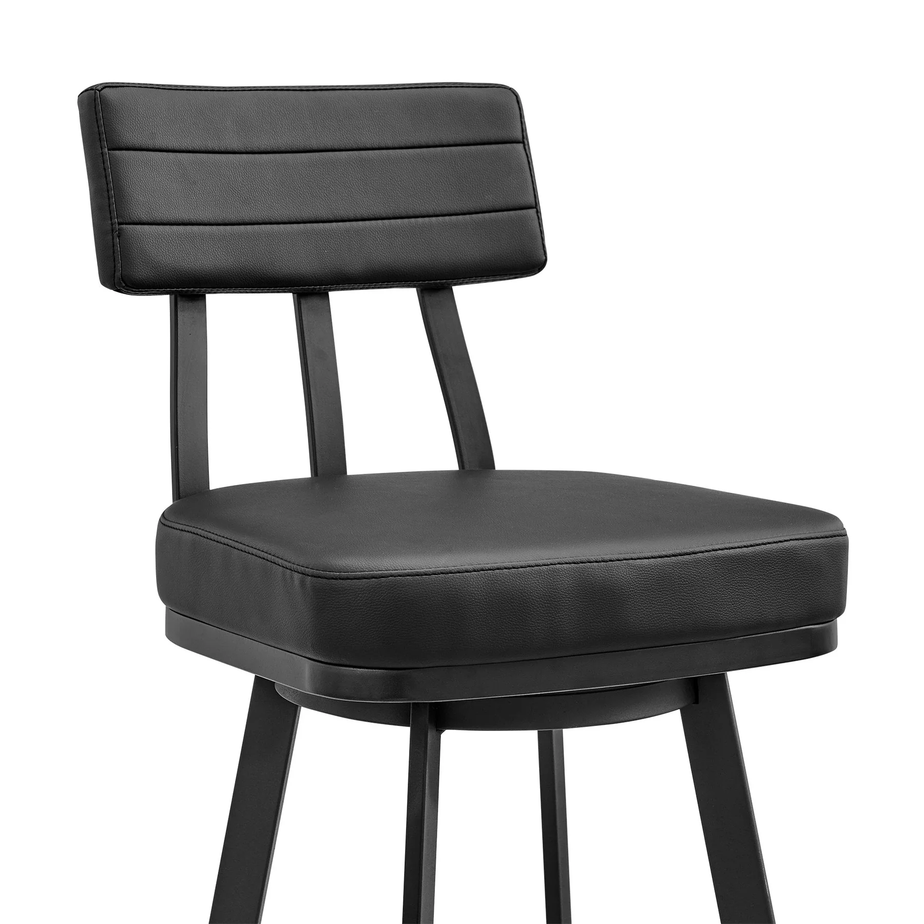 Benjamin Swivel Bar Stool in Black Metal with Black Faux Leather - Image 6