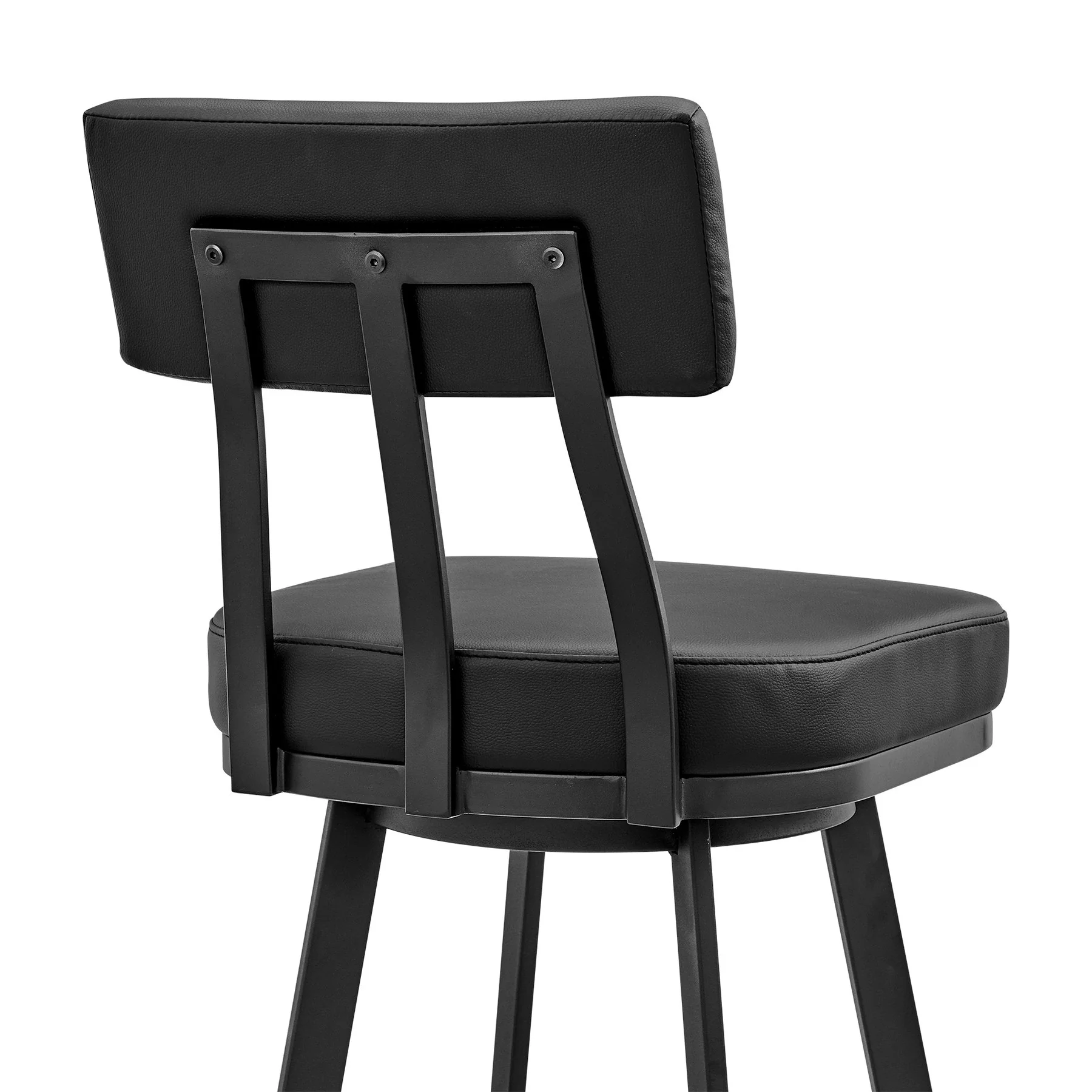 Benjamin Swivel Bar Stool in Black Metal with Black Faux Leather - Image 7