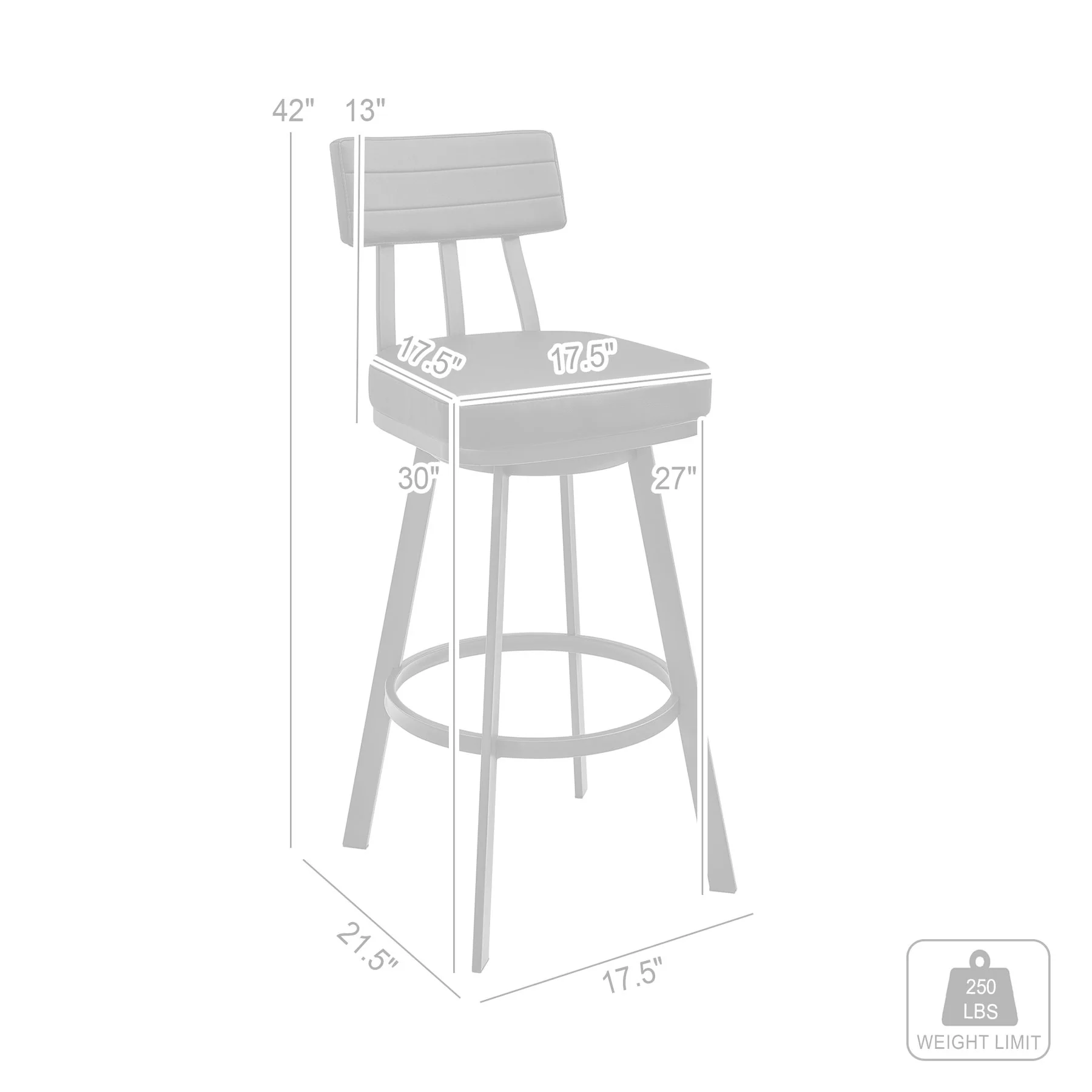 Benjamin Swivel Bar Stool in Black Metal with Gray Faux Leather - Image 10