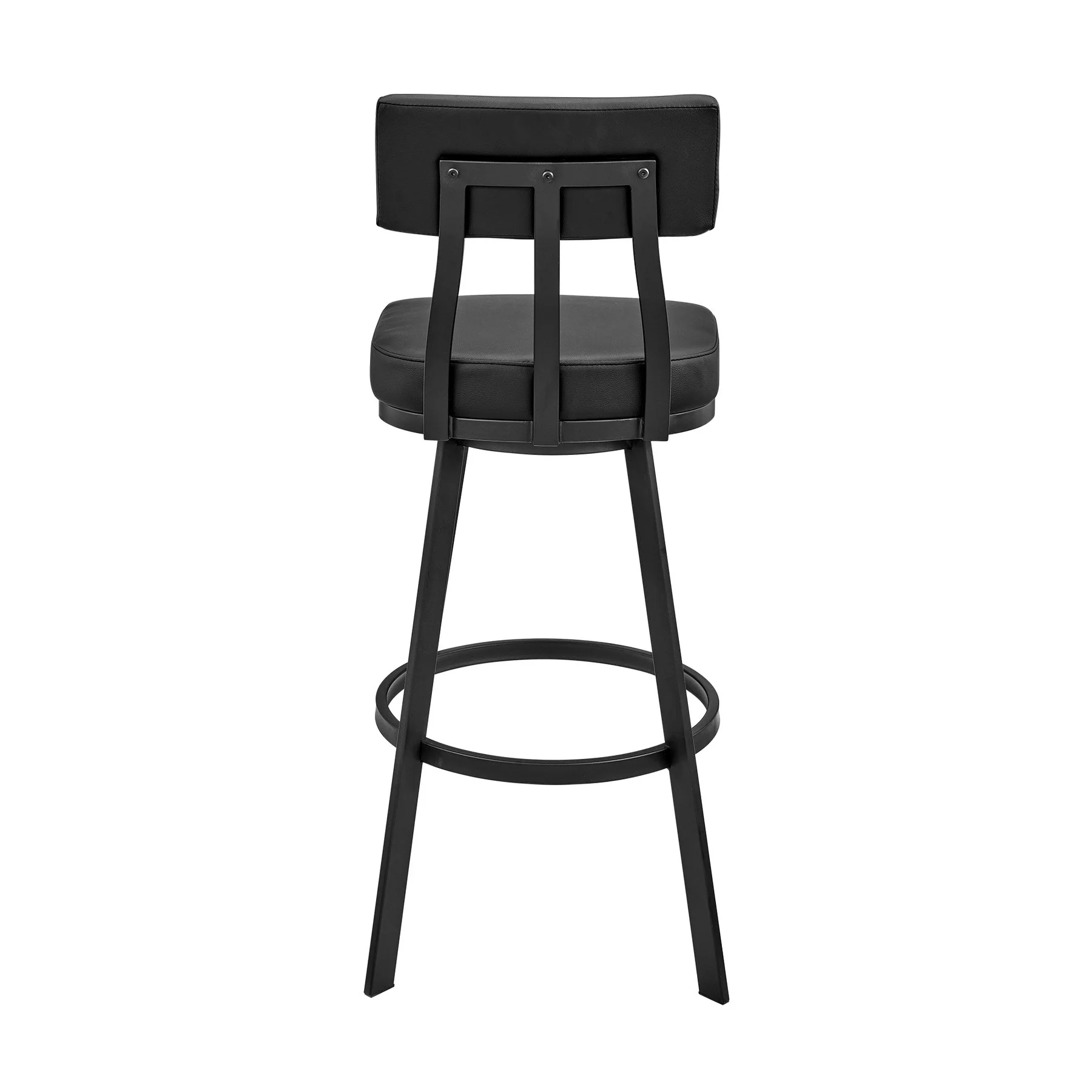 Benjamin Swivel Counter Stool in Black Metal with Black Faux Leather - Image 4