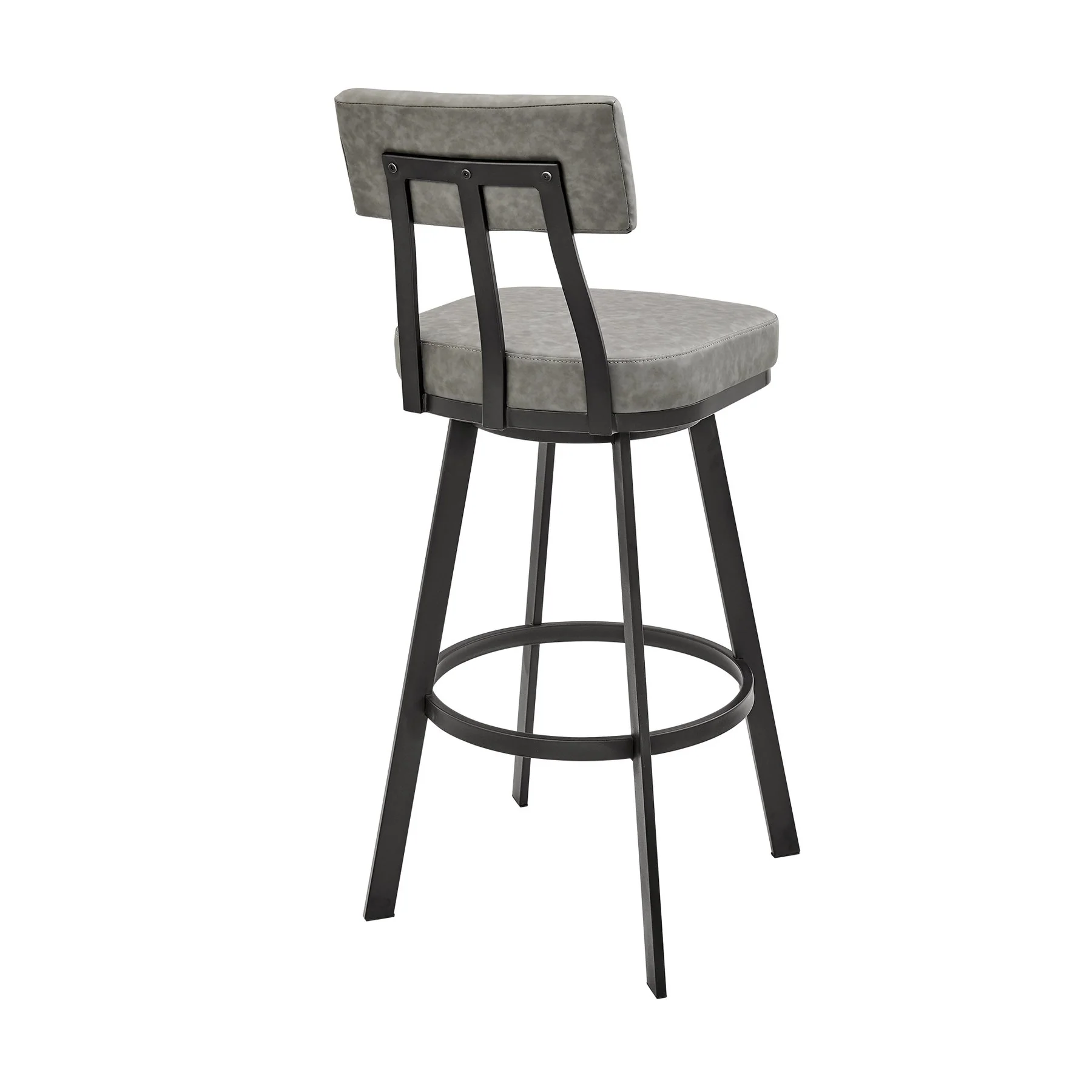 Benjamin Swivel Counter Stool in Black Metal with Gray Faux Leather - Image 5