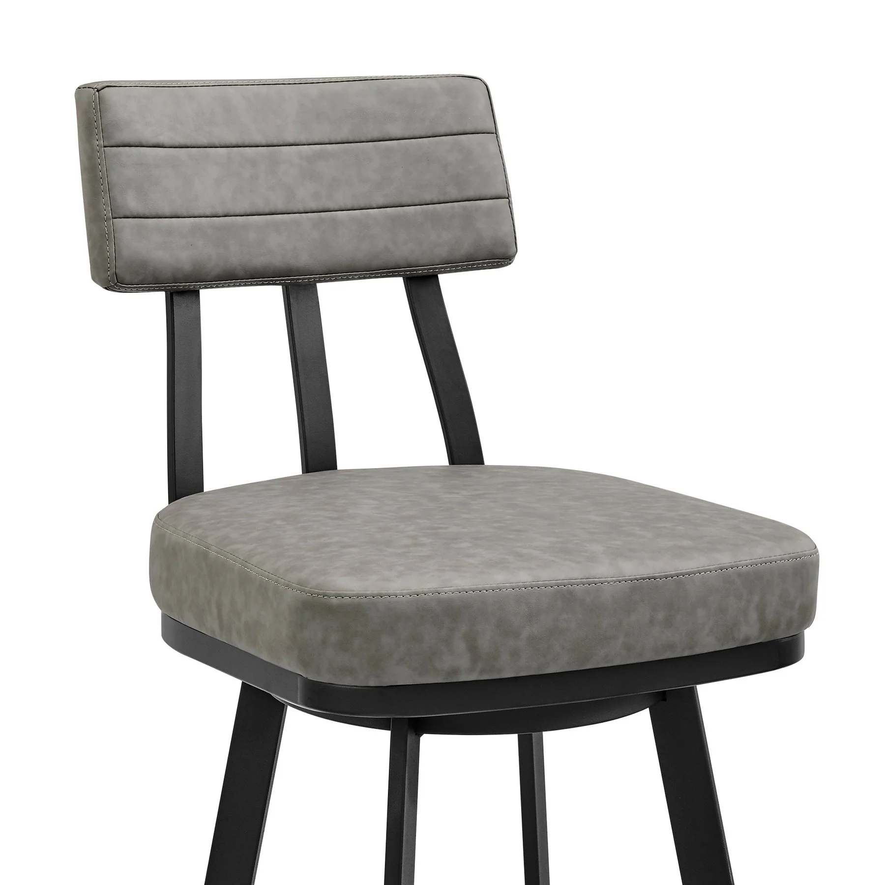 Benjamin Swivel Counter Stool in Black Metal with Gray Faux Leather - Image 6
