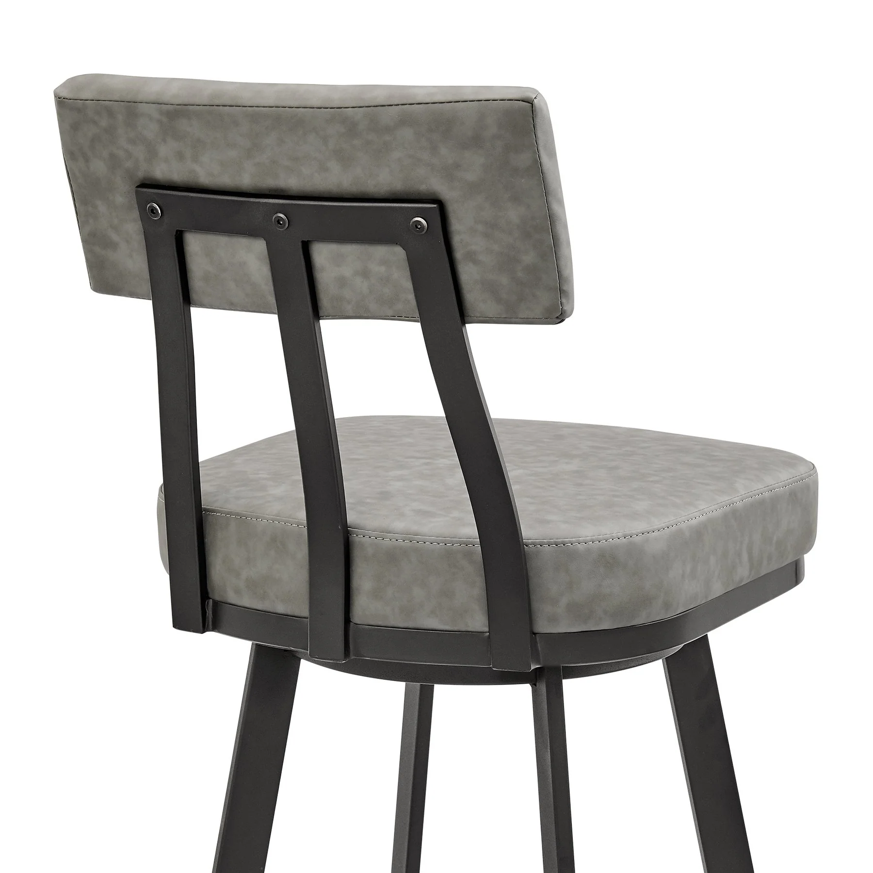 Benjamin Swivel Counter Stool in Black Metal with Gray Faux Leather - Image 7