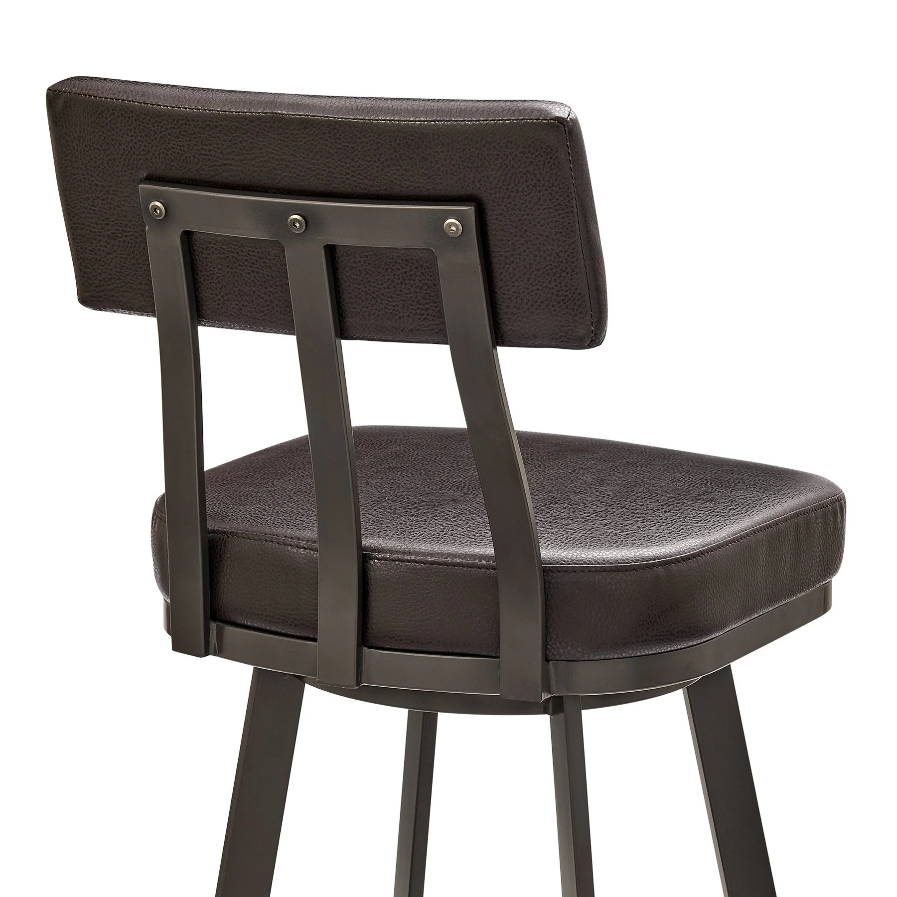 Benjamin Swivel Counter Stool in Brown Metal with Brown Faux Leather - Image 7