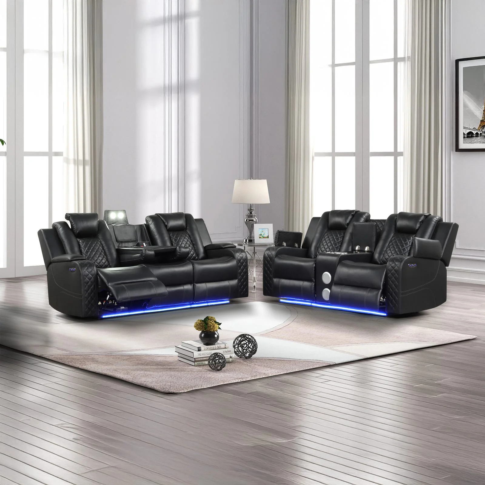 Benz 2PC Living Room Set Black - Image 19