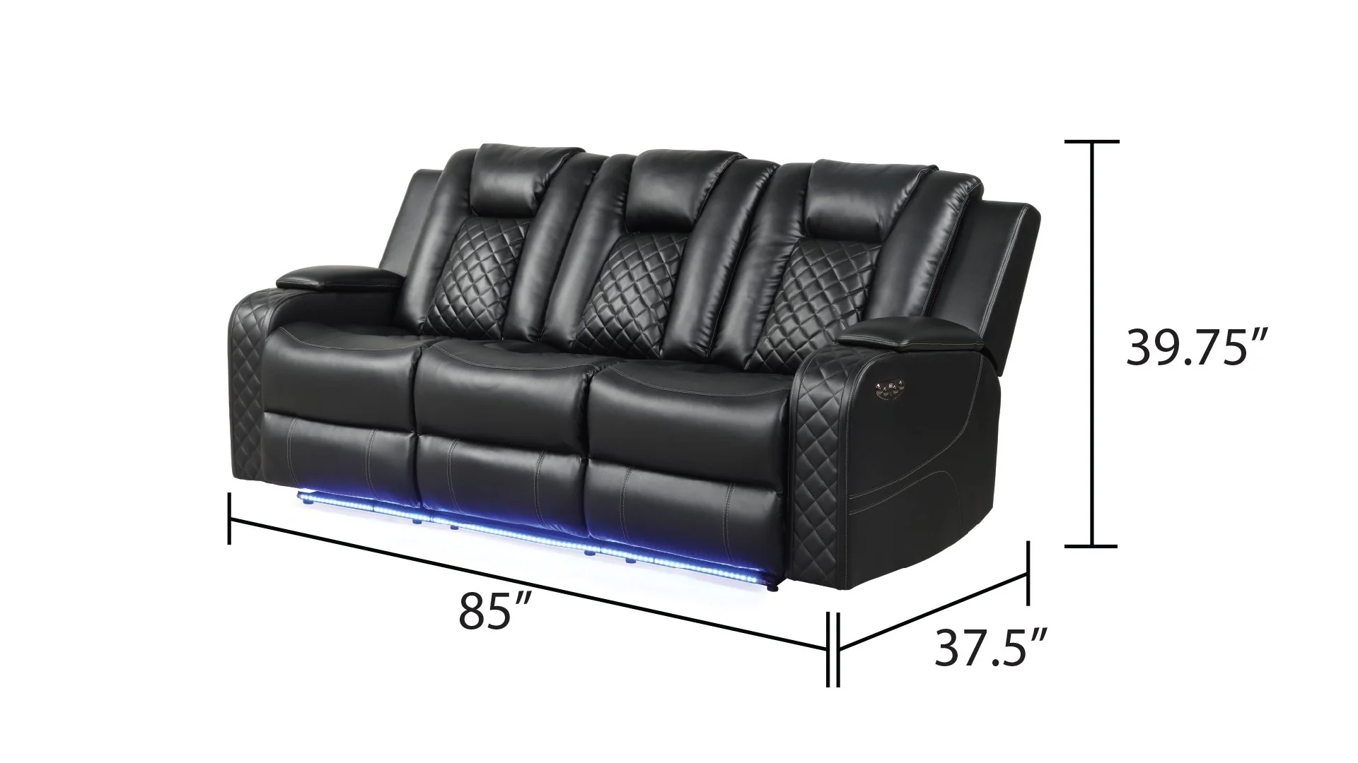 Benz 3 PC Living Room Set Black - Image 3