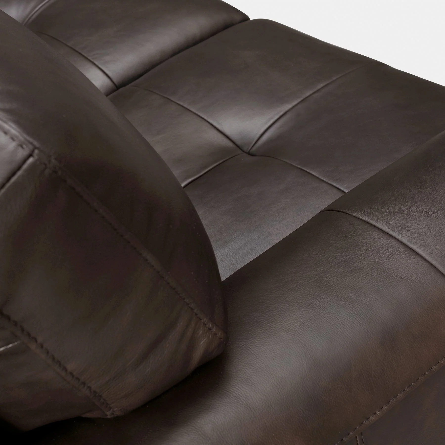 Bergen 87" Espresso Genuine Leather Square Arm Sofa - Image 5
