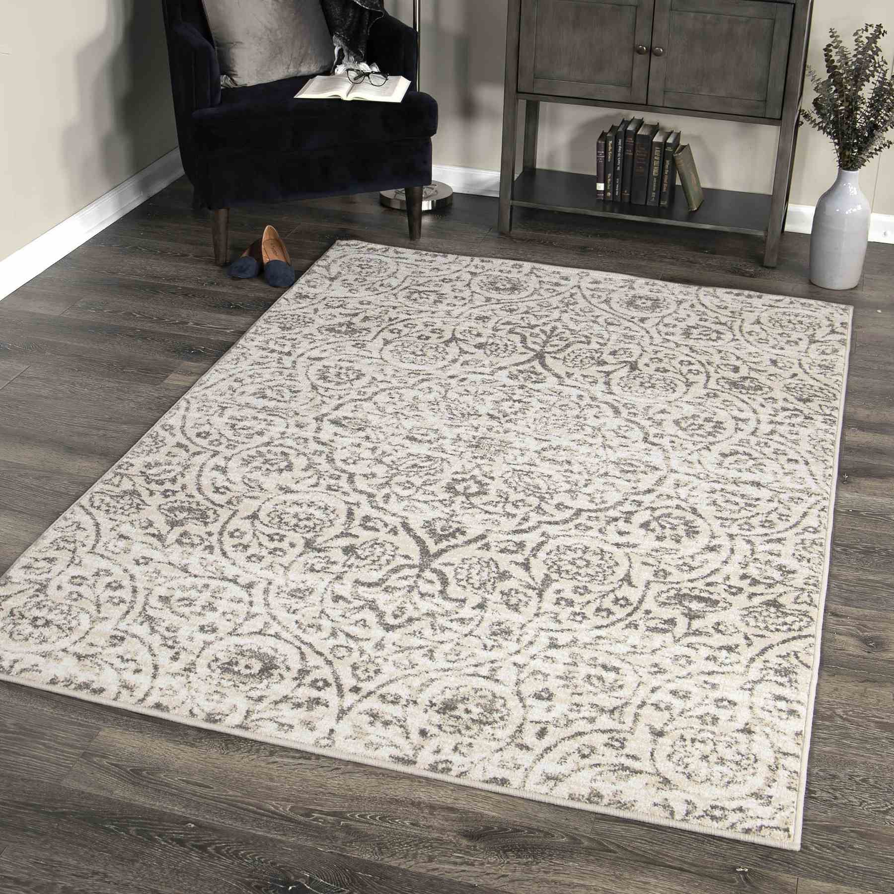 Berkeley Contemporary 5x8 Area Rug in Cream/Gray - Image 6