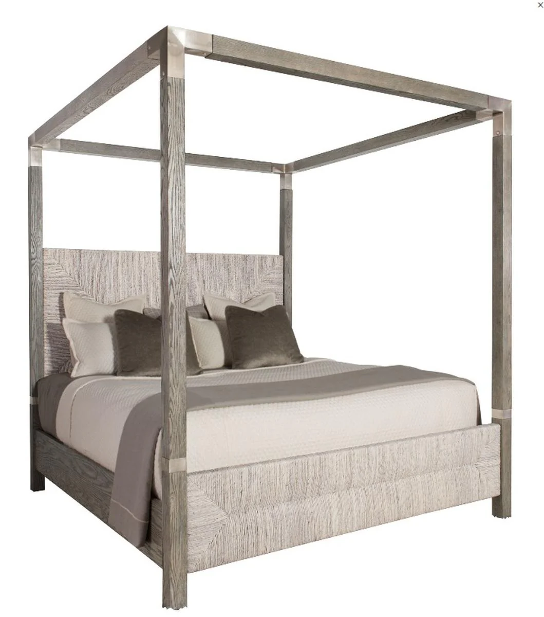 Bernhardt Interiors Upholstered Palma Canopy King in Rustic Gray - Image 2