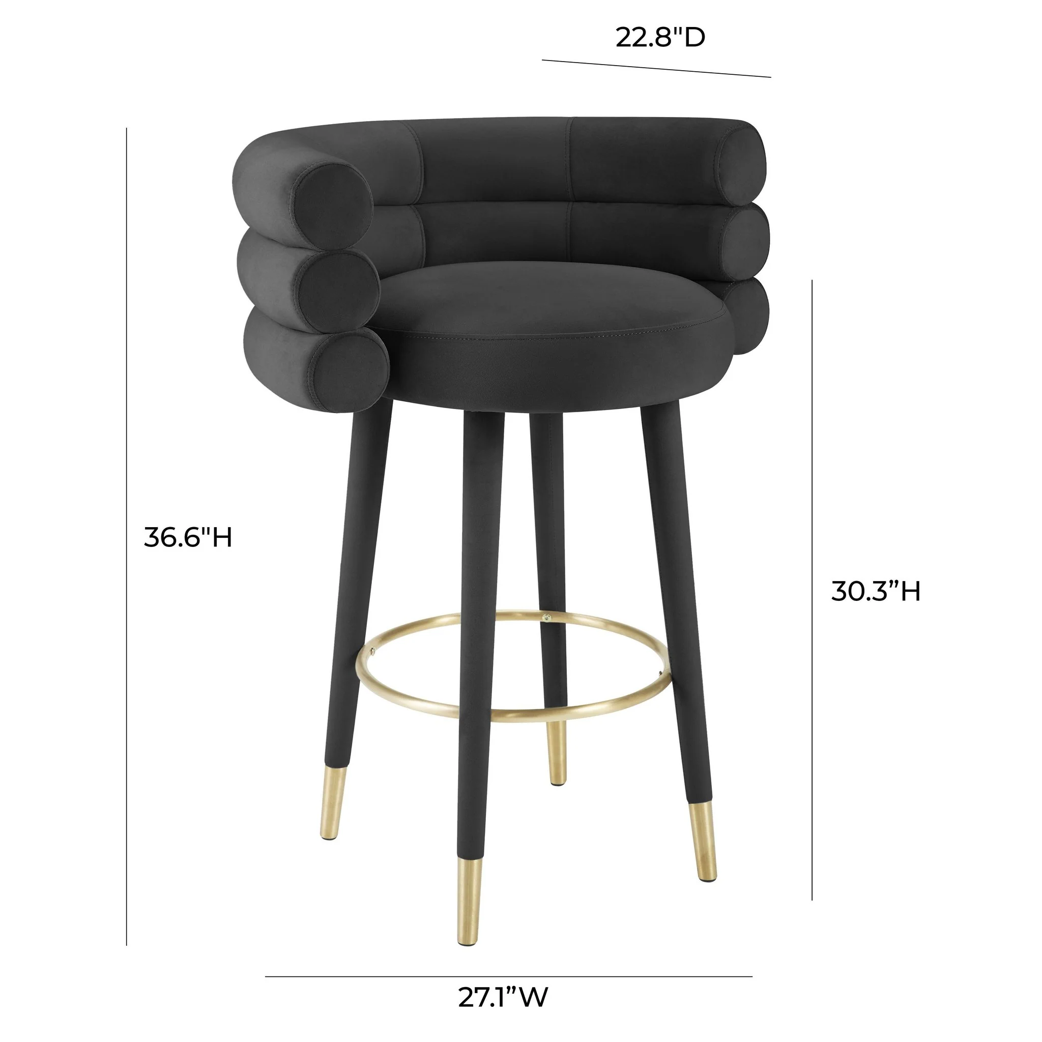 Betty Black Velvet Barstool - Image 5