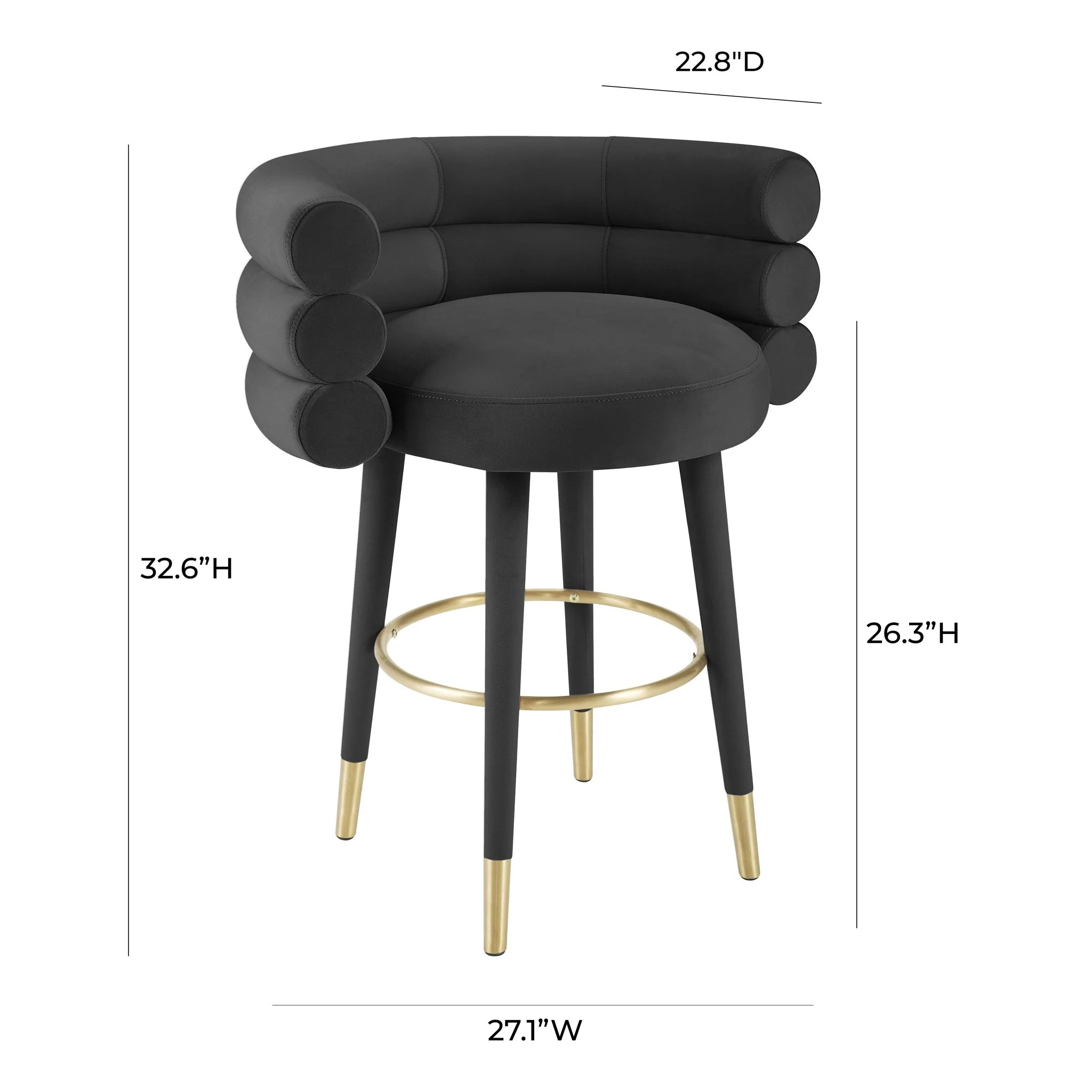 Betty Black Velvet Counter Stool - Image 6