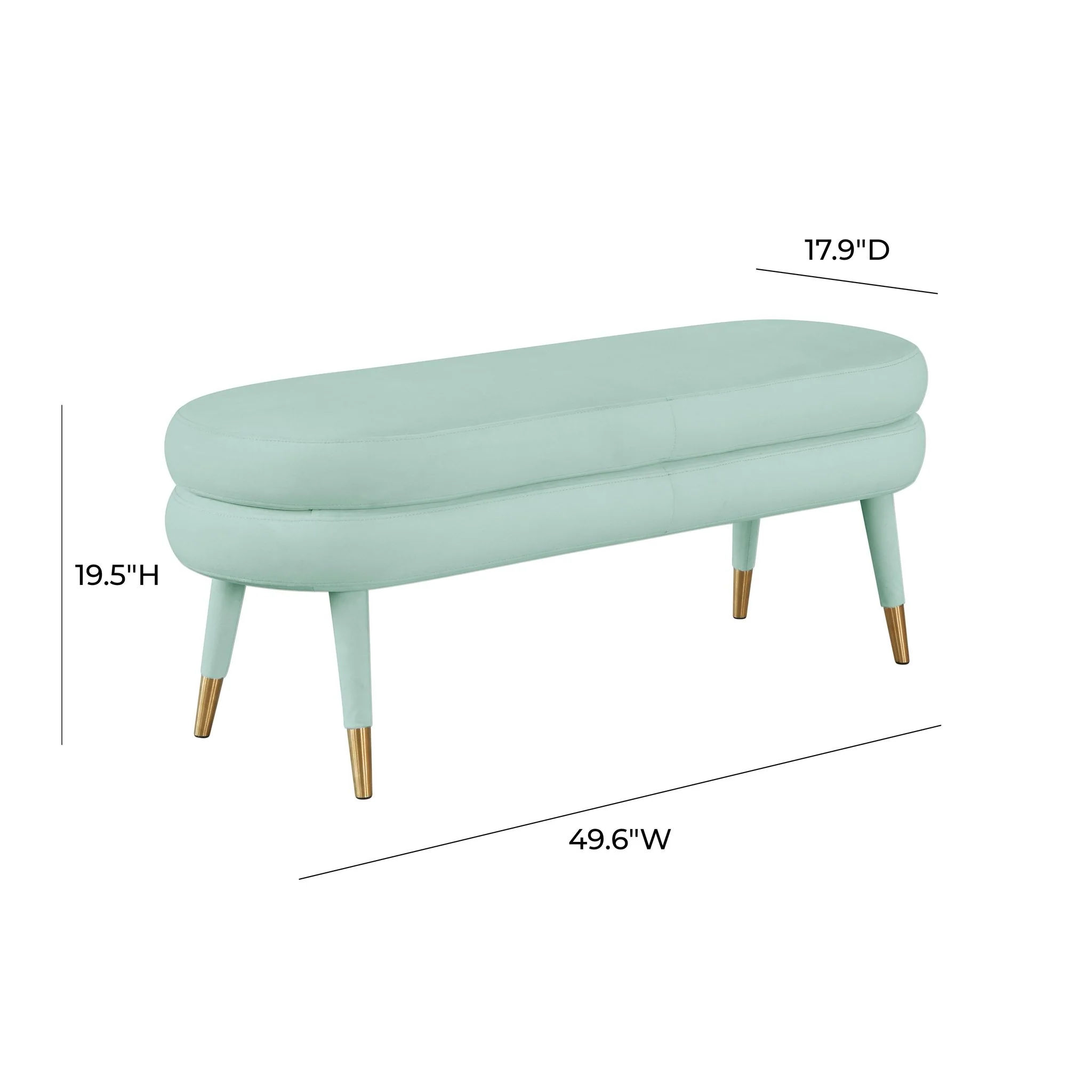 Betty Sea Foam Green Velvet Bench - Image 5