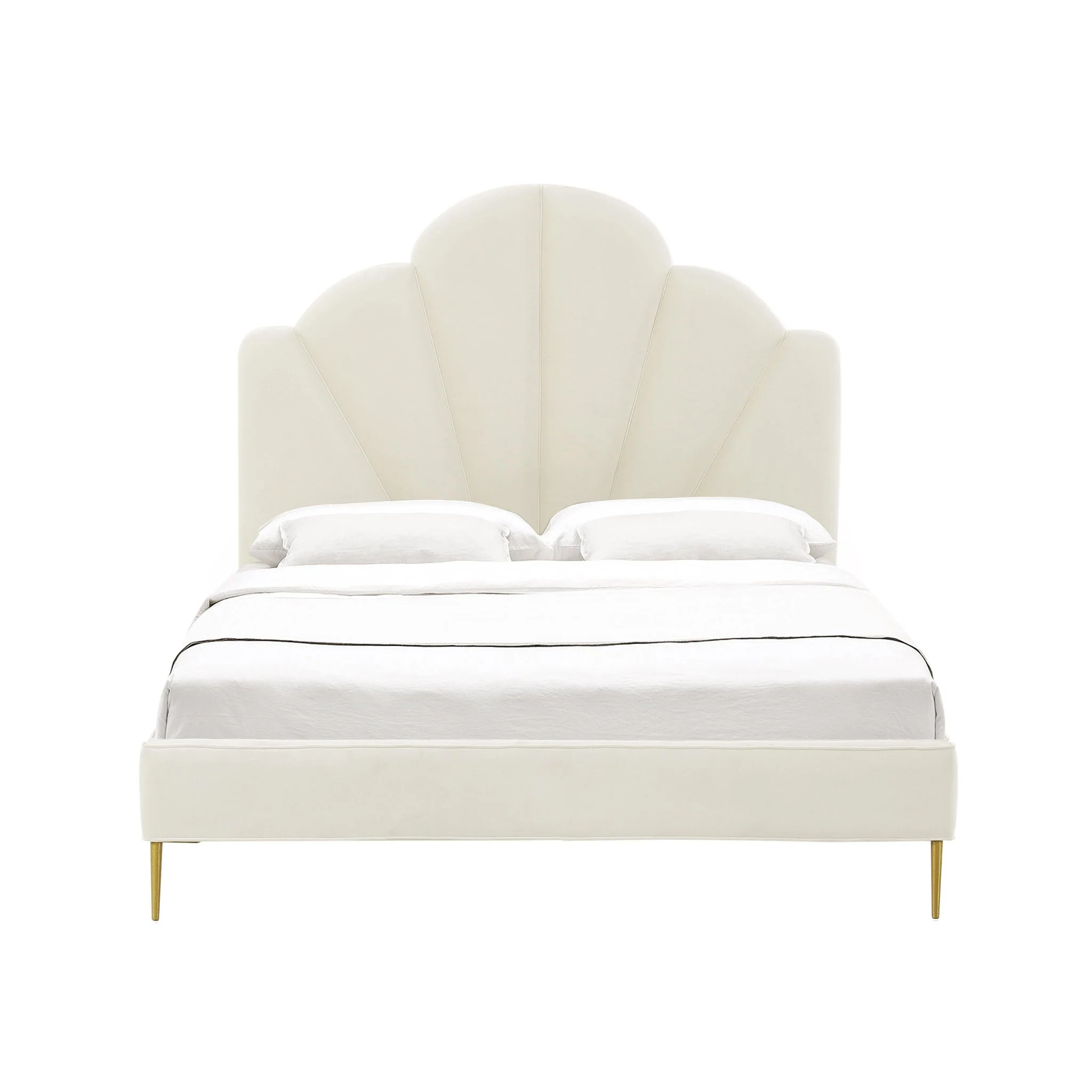 Bianca Cream Velvet Bed in Full - Image 3