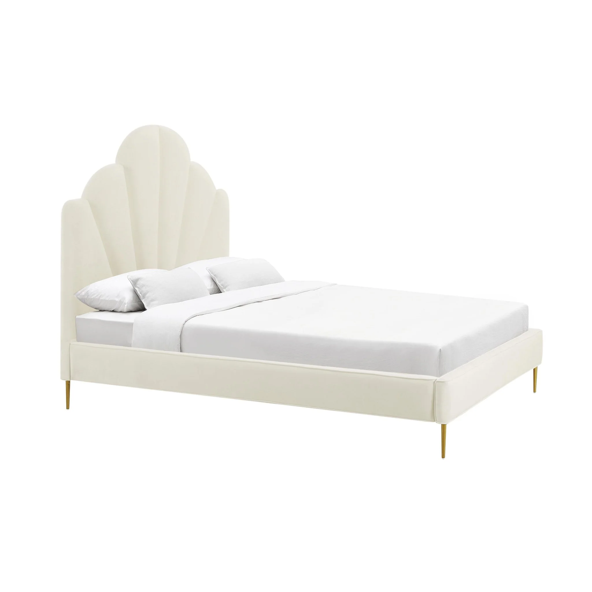 Bianca Cream Velvet Bed in Full - Image 4