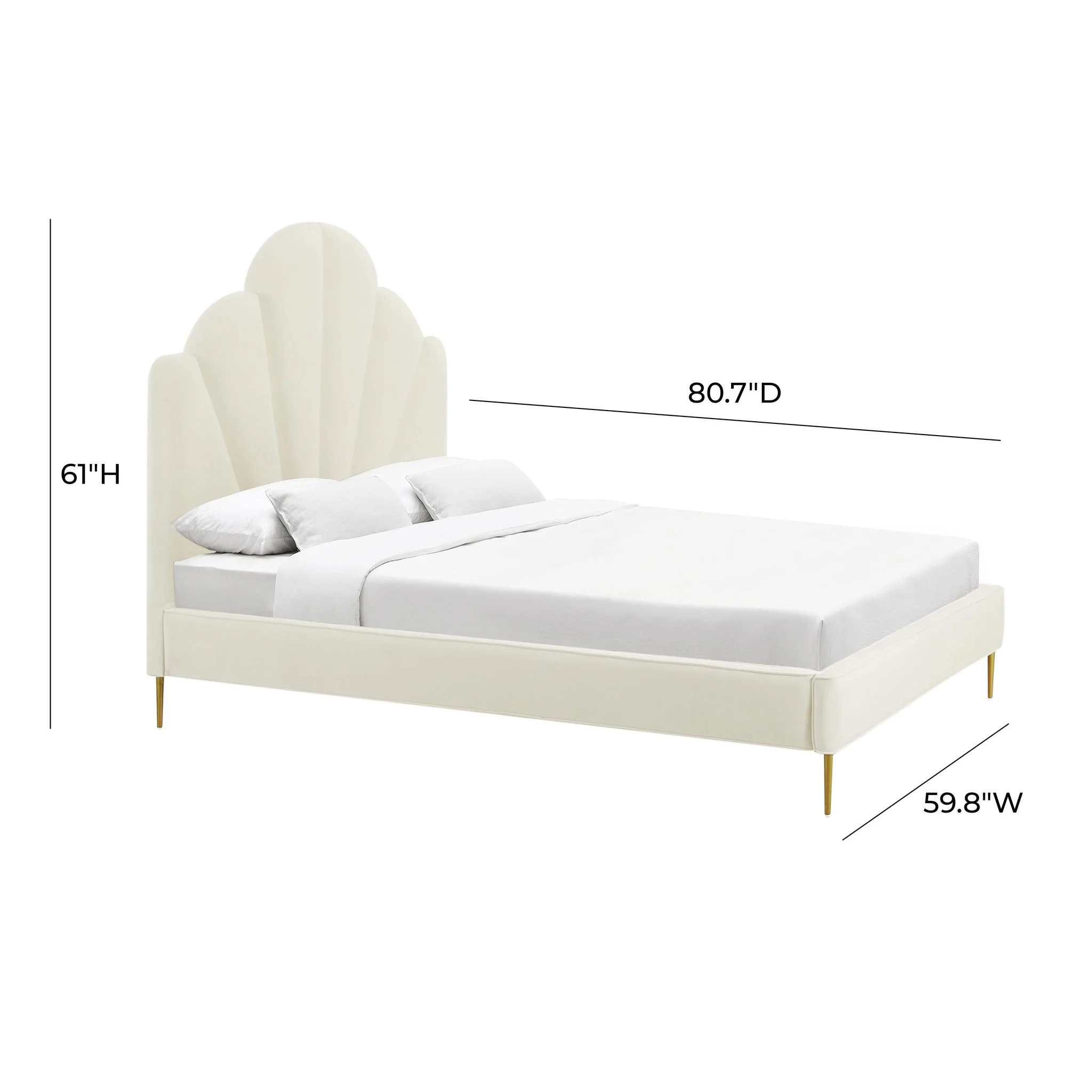 Bianca Cream Velvet Bed in Full - Image 5